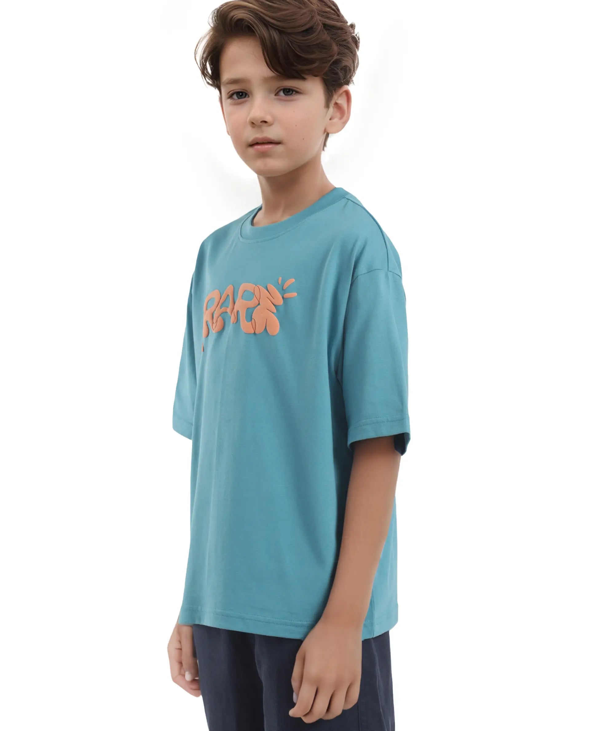 Rare Ones Kids Chris Turq Cotton Half Sleeves Crew Neck Oversized Fit Graphic Print T-Shirt