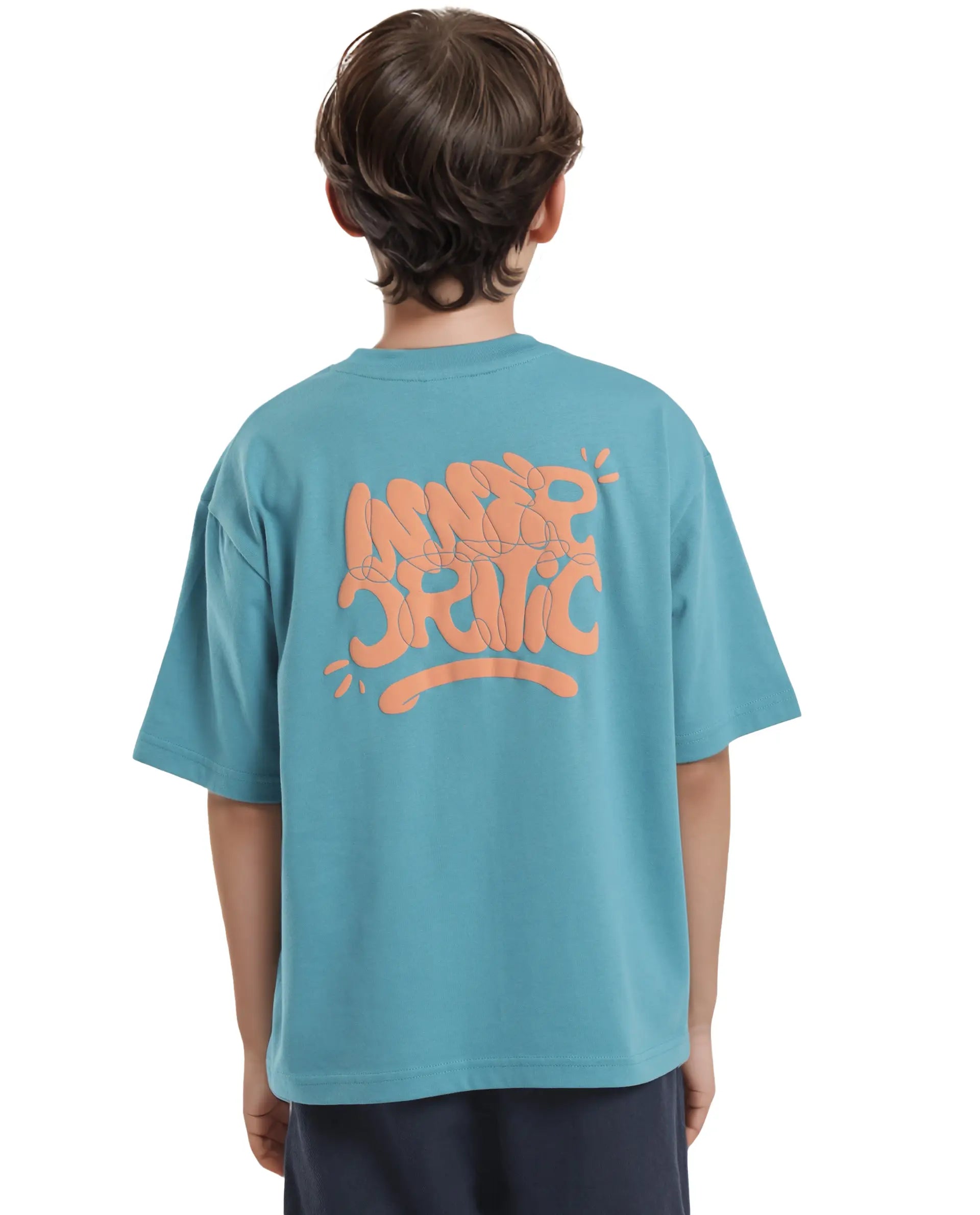 Rare Ones Kids Chris Turq Cotton Half Sleeves Crew Neck Oversized Fit Graphic Print T-Shirt