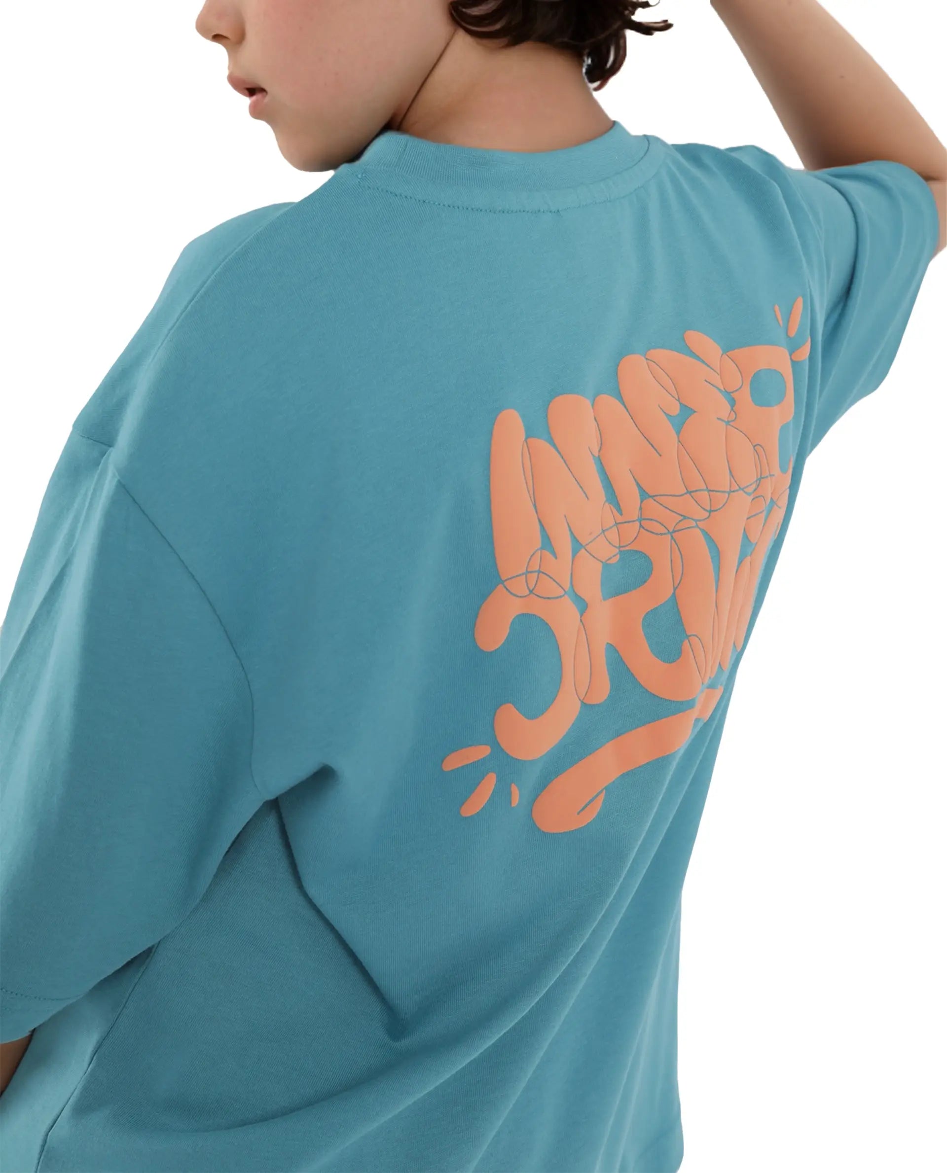 Rare Ones Kids Chris Turq Cotton Half Sleeves Crew Neck Oversized Fit Graphic Print T-Shirt