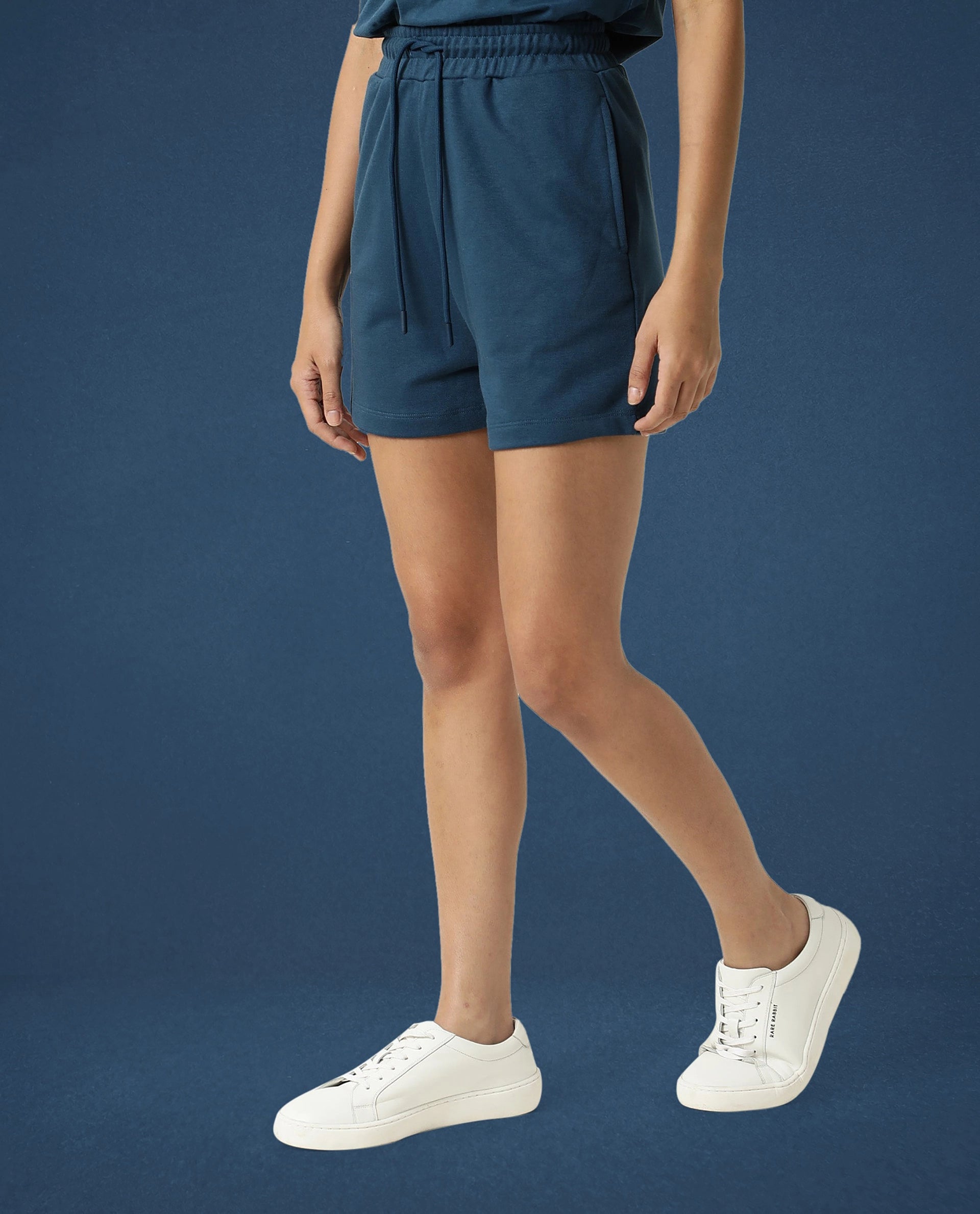 Rareism Women Ciri Dusky Green Cotton Poly Fabric Relaxed Fit Solid Mid Rise Shorts