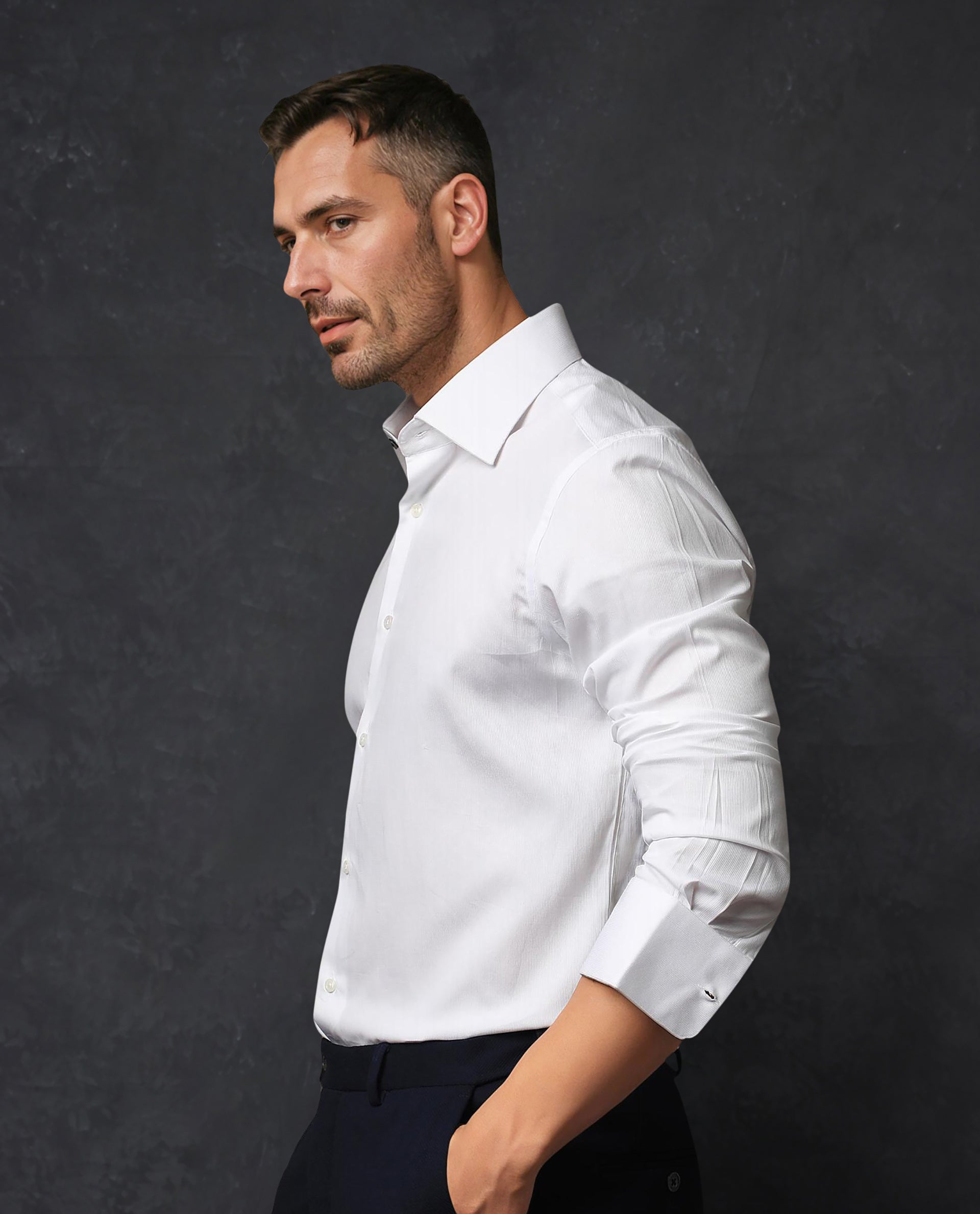 Rare Rabbit Men's Clade White Cotton Fabric Full Sleeves Shirt