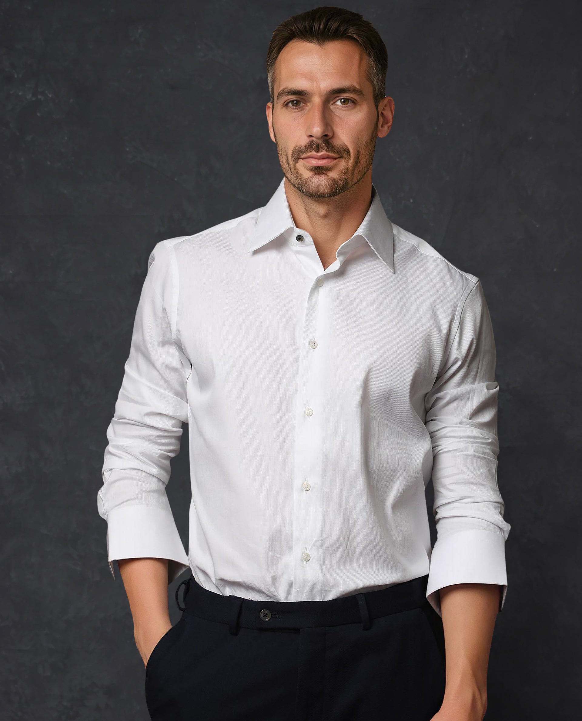 Rare Rabbit Men's Clade White Cotton Fabric Full Sleeves Shirt