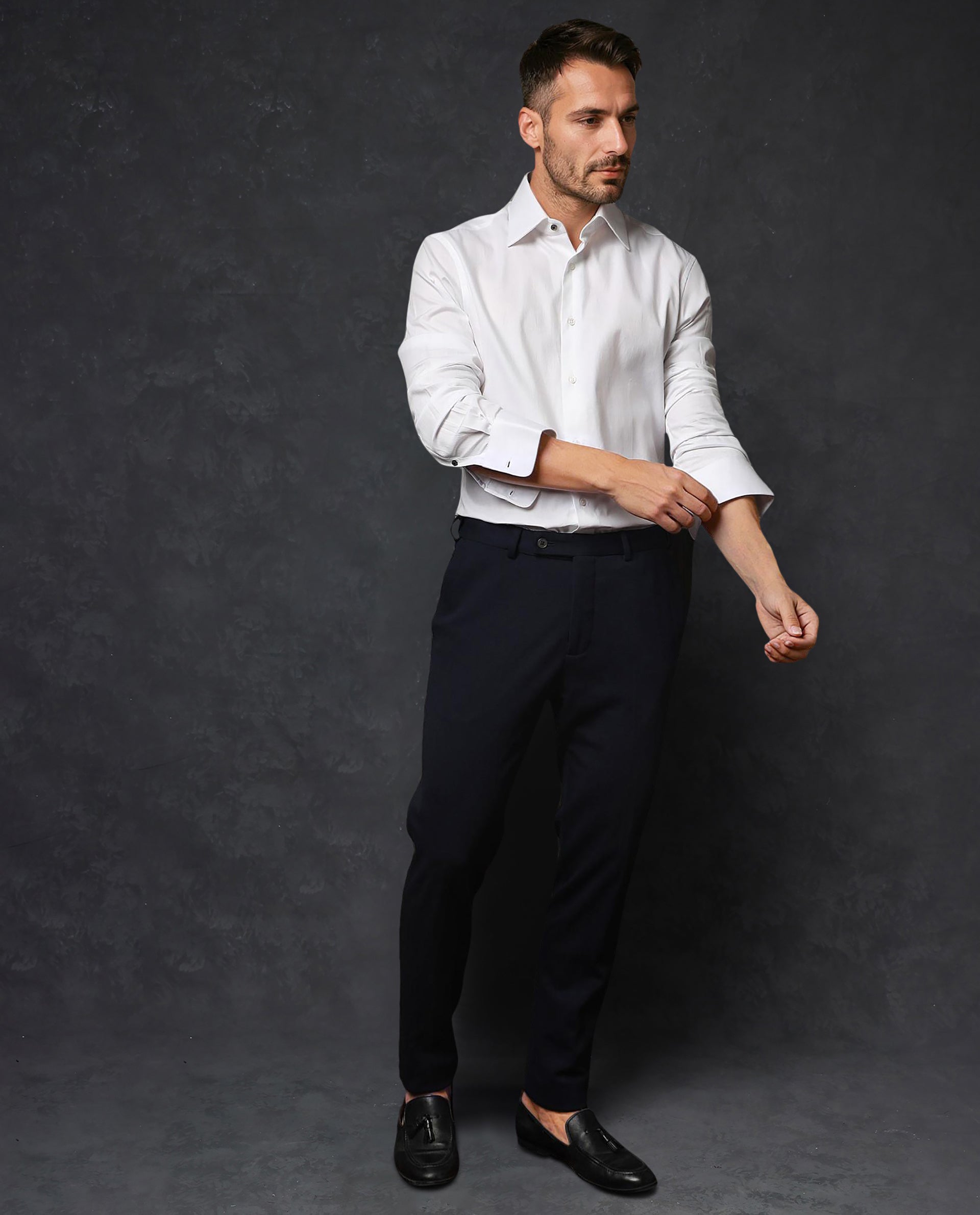 Rare Rabbit Men's Clade White Cotton Fabric Full Sleeves Shirt