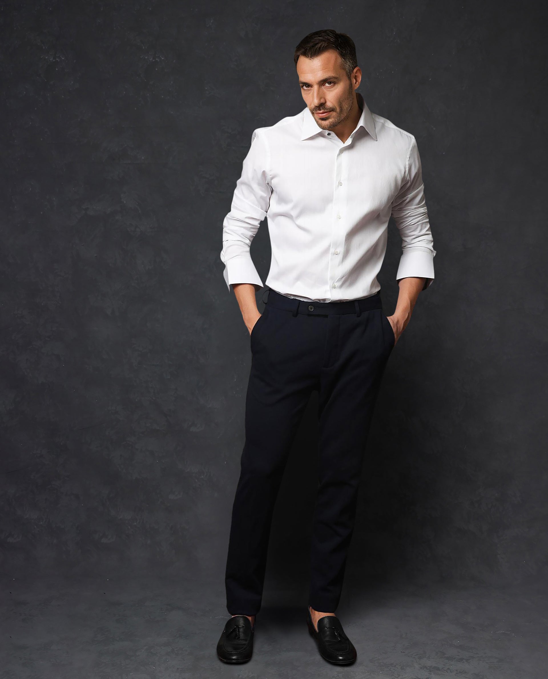 Rare Rabbit Men's Clade White Cotton Fabric Full Sleeves Shirt