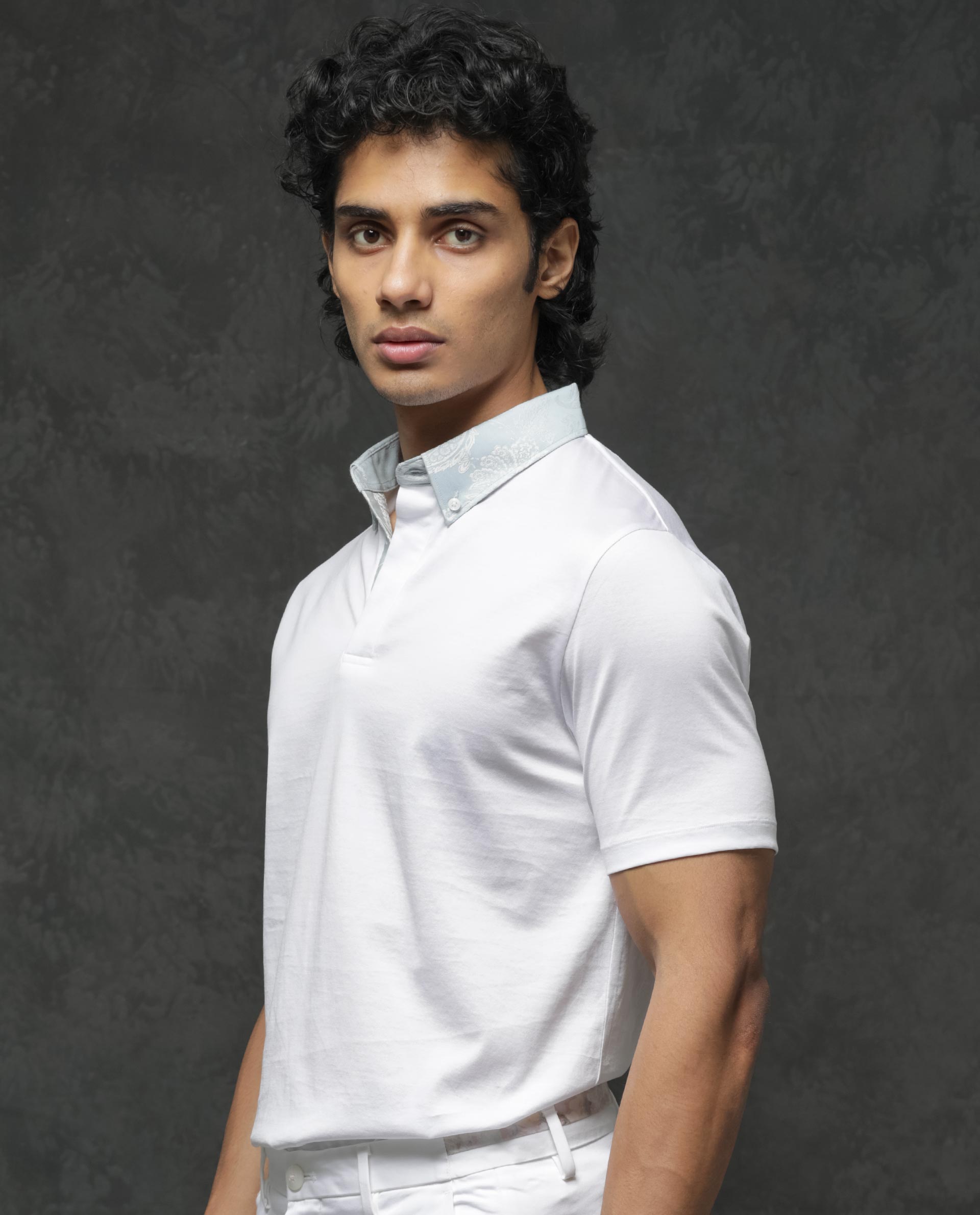 Rare Rabbit Men's Clarance White Half Sleeves Solid Polo T-Shirt