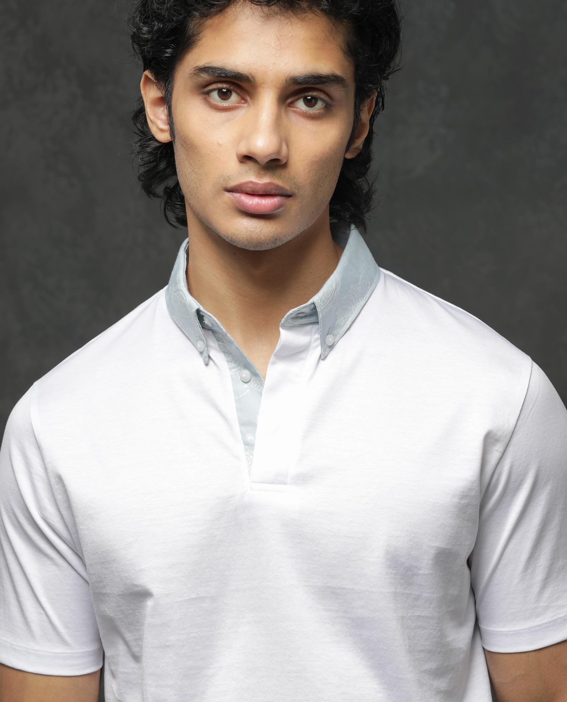 Rare Rabbit Men's Clarance White Half Sleeves Solid Polo T-Shirt