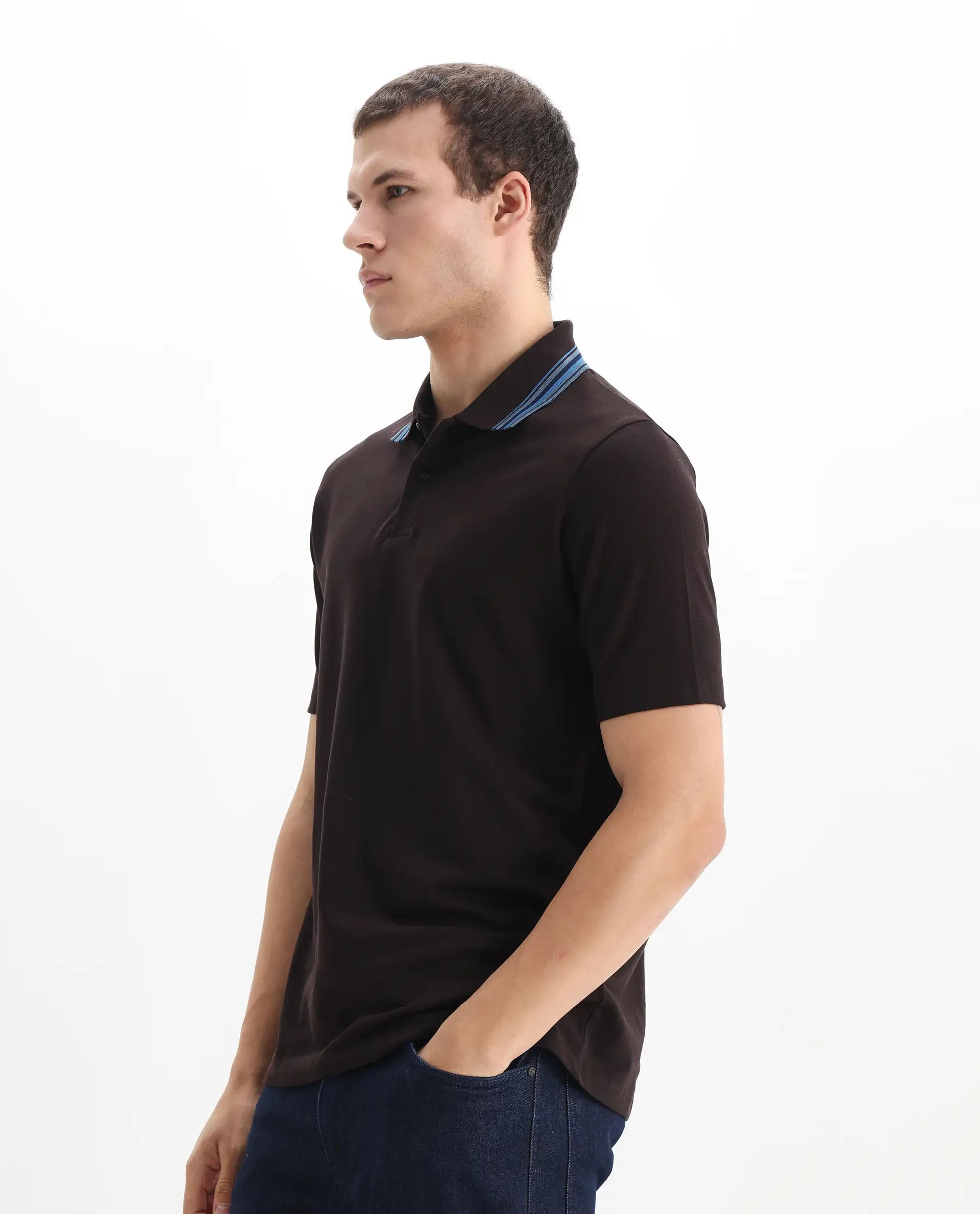 Rare Rabbit Men's Plain Regular Fit Half Sleeve Polo