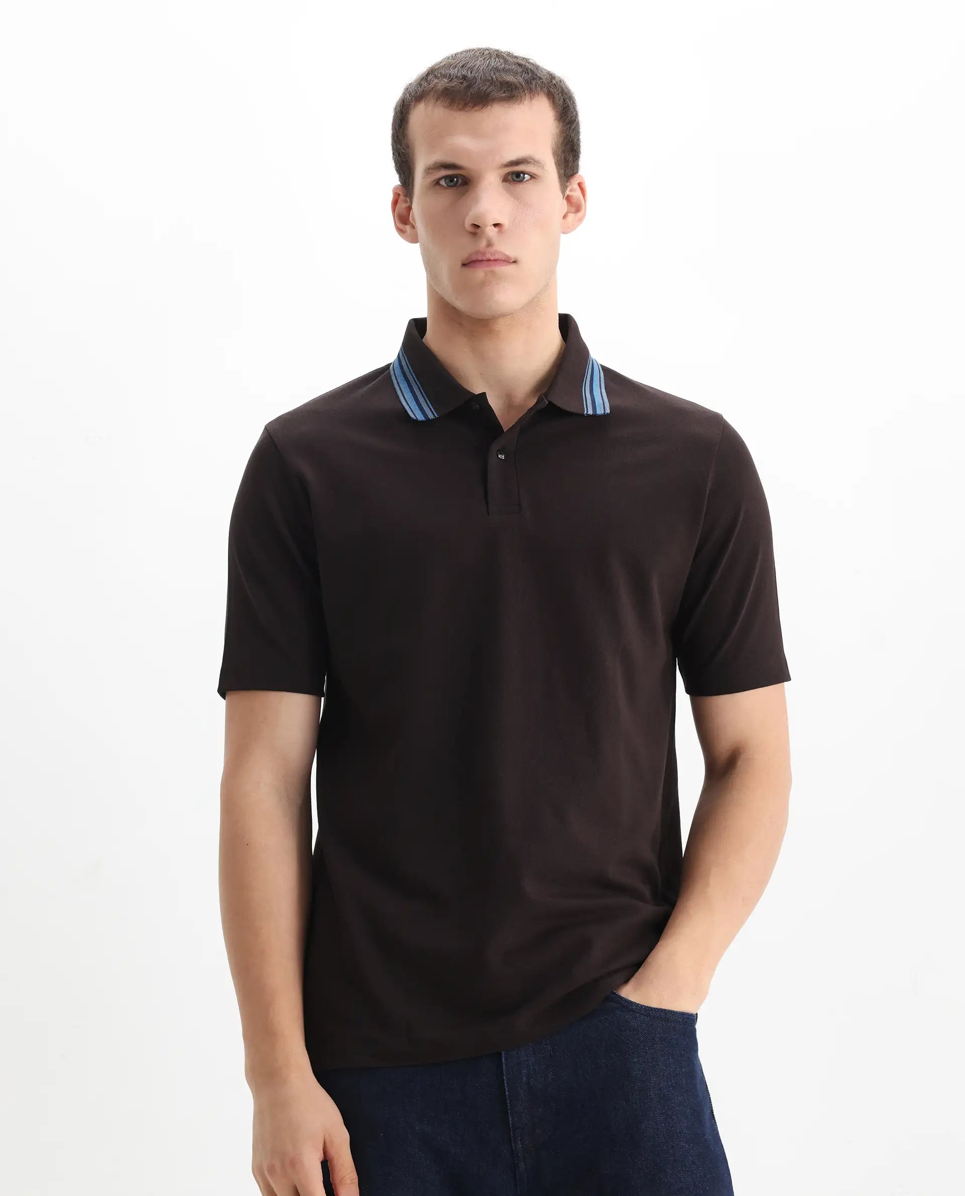 Rare Rabbit Men's Plain Regular Fit Half Sleeve Polo
