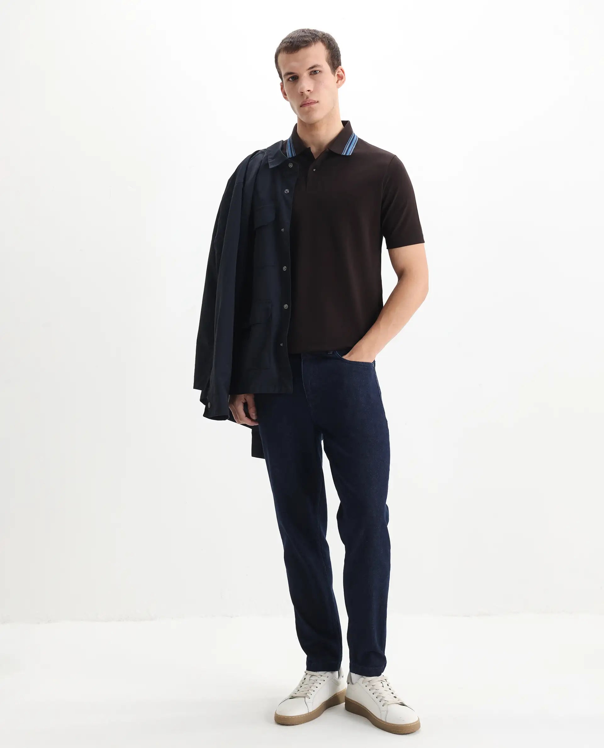 Rare Rabbit Men's Plain Regular Fit Half Sleeve Polo