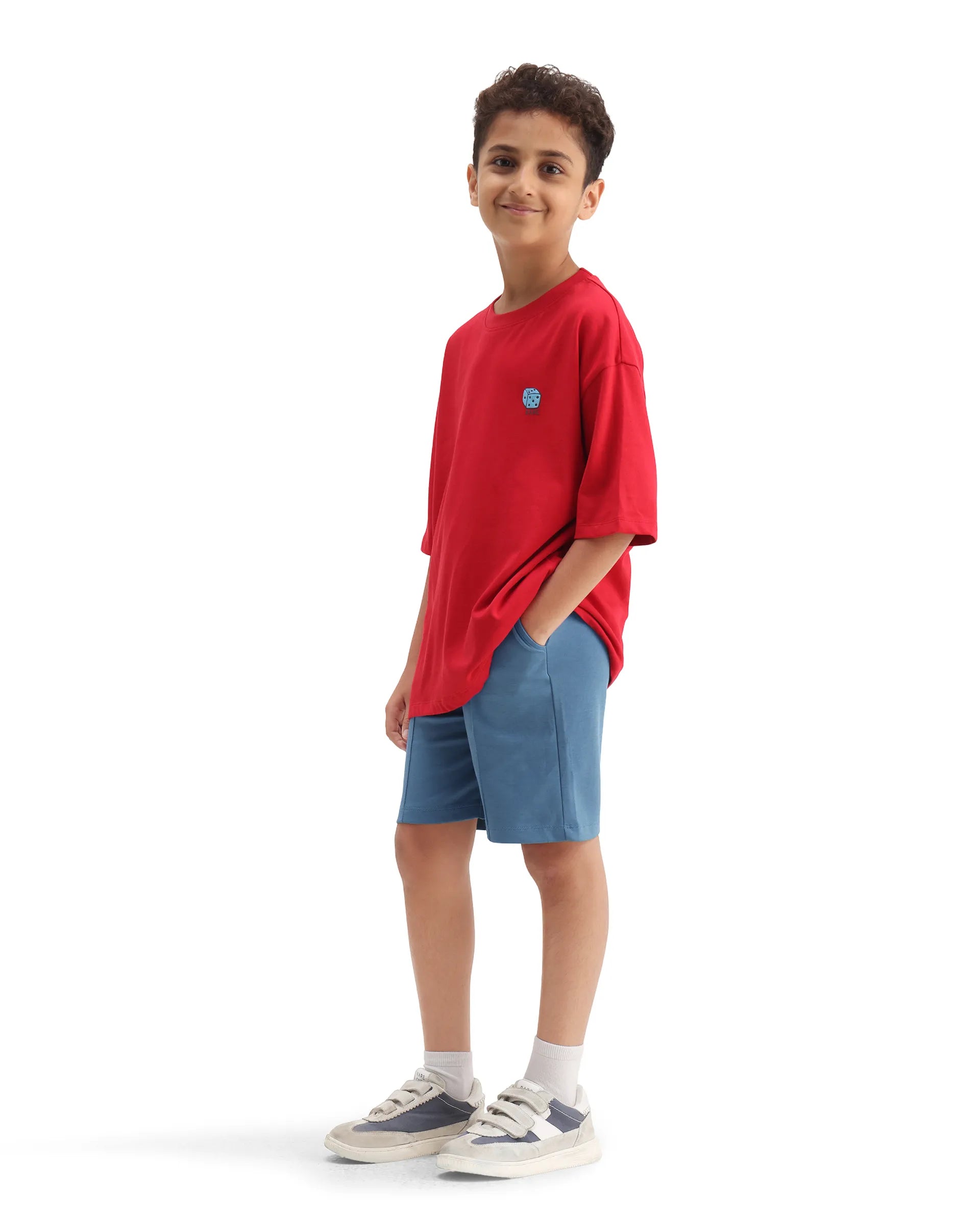 Rare Ones Kids Clas Blue Cotton Solid Button & Zip Closure Regular Fit Shorts