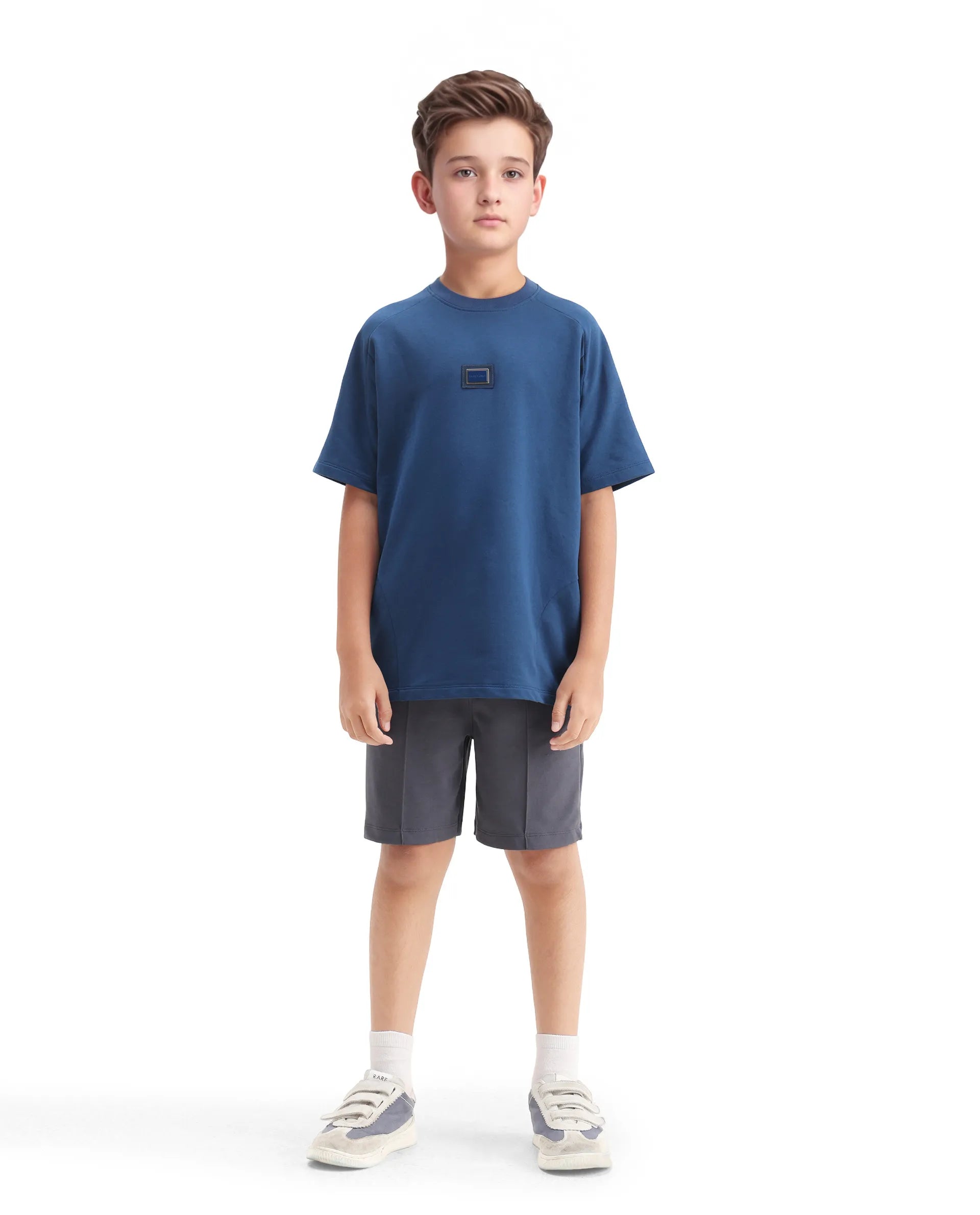Rare Ones Kids Clas Dusky Grey Cotton Solid Button & Zip Closure Regular Fit Shorts