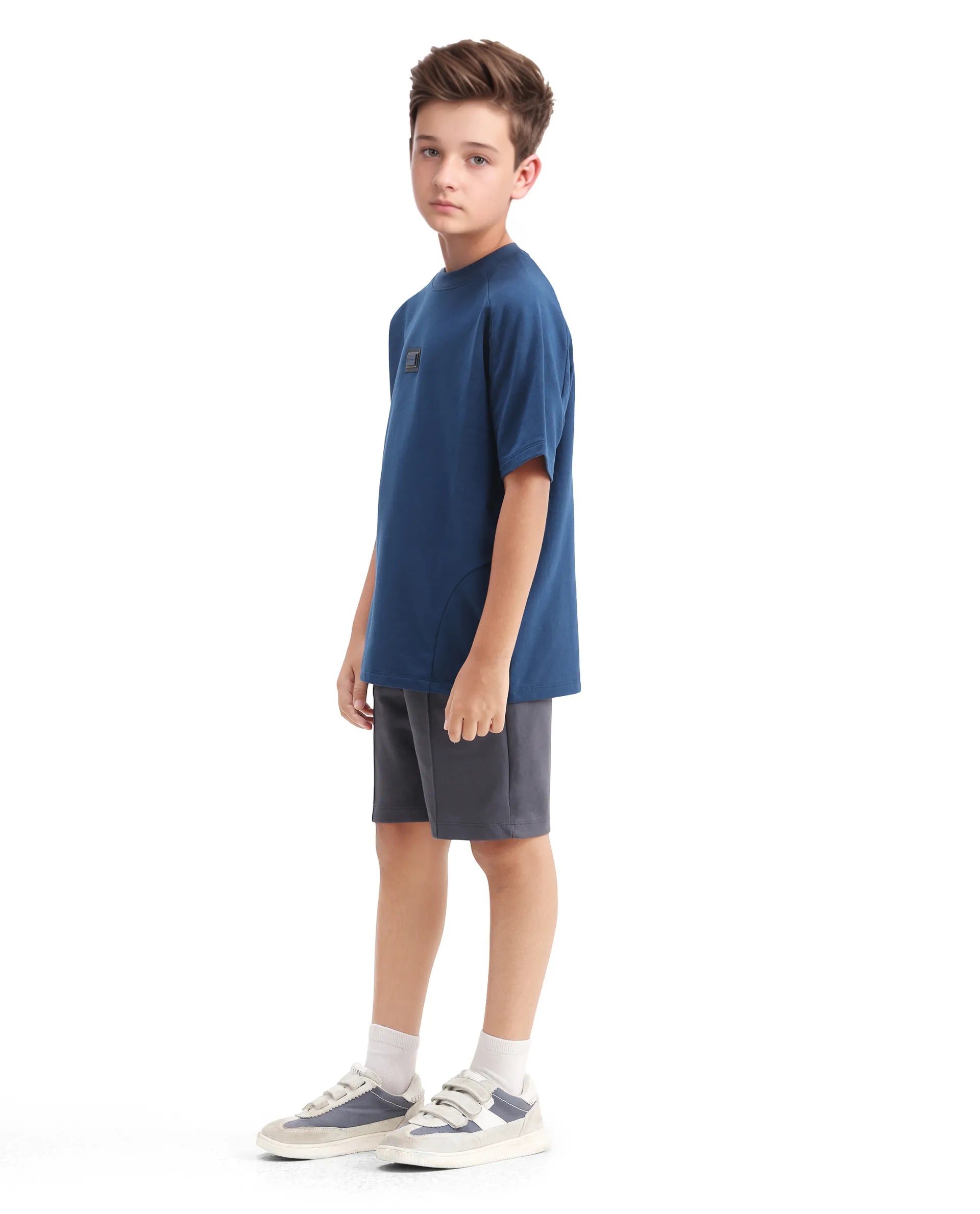 Rare Ones Kids Clas Dusky Grey Cotton Solid Button & Zip Closure Regular Fit Shorts