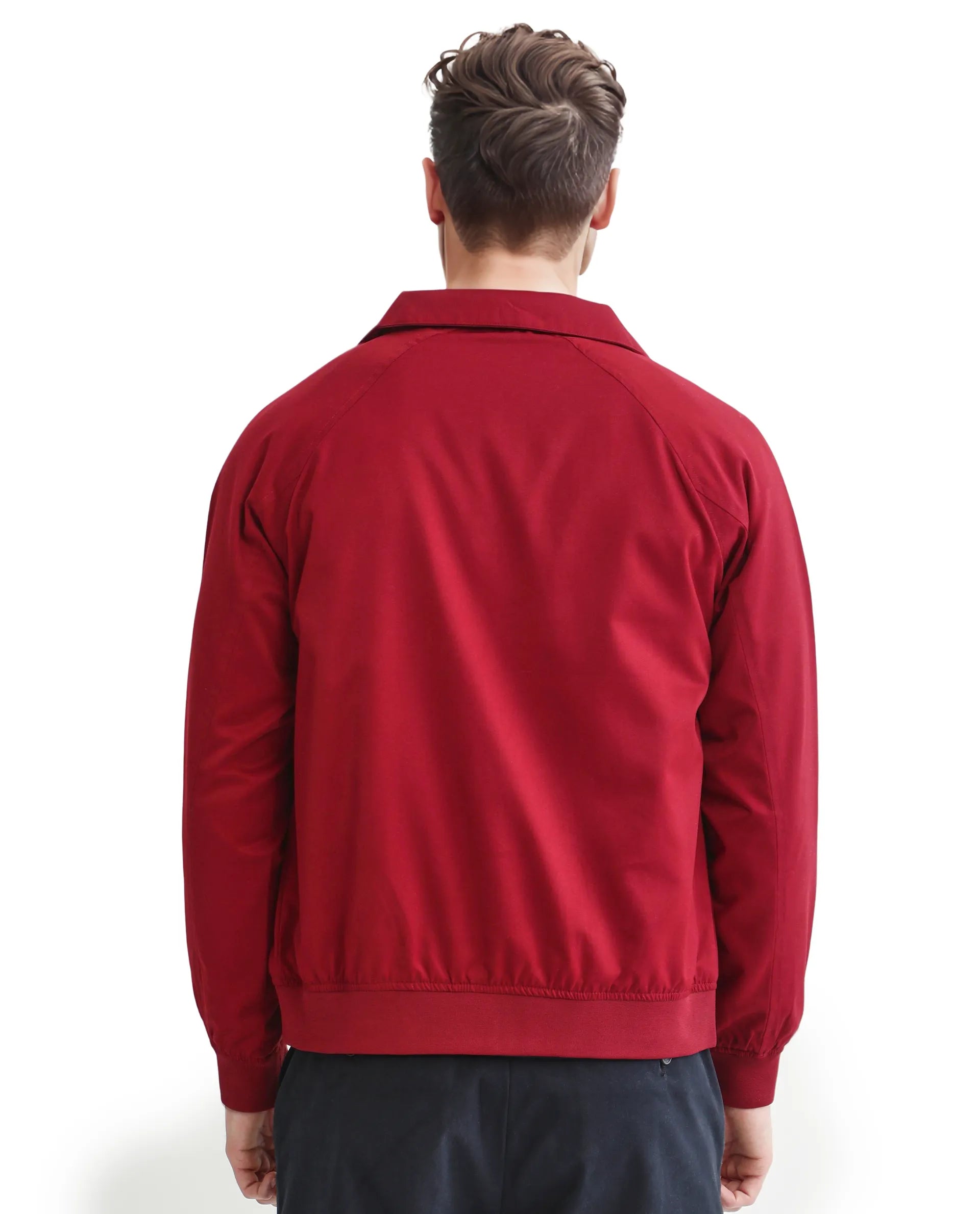 Rare Rabbit Men Clayon Red Polyester Fabric Full Sleeve Embroidered Logo Spread Collar Solid Jacket