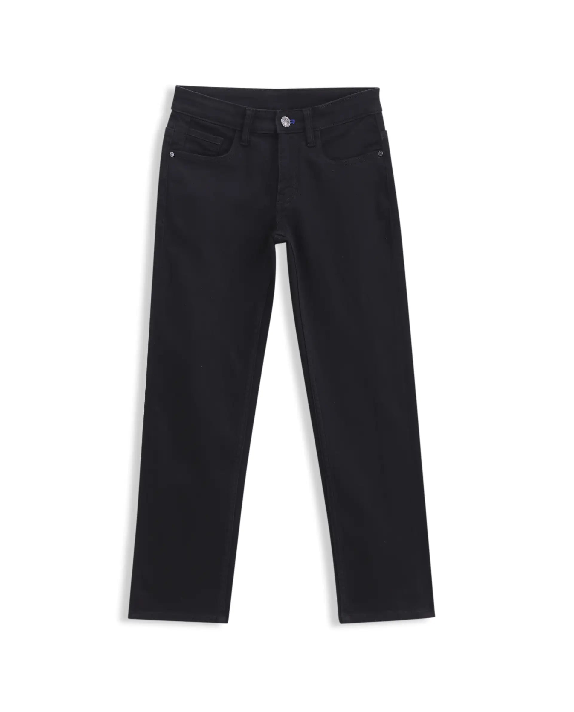 Rare Ones Kids Clif Black Cotton Blend Fabric Zipper Closure Regular Fit Jeans