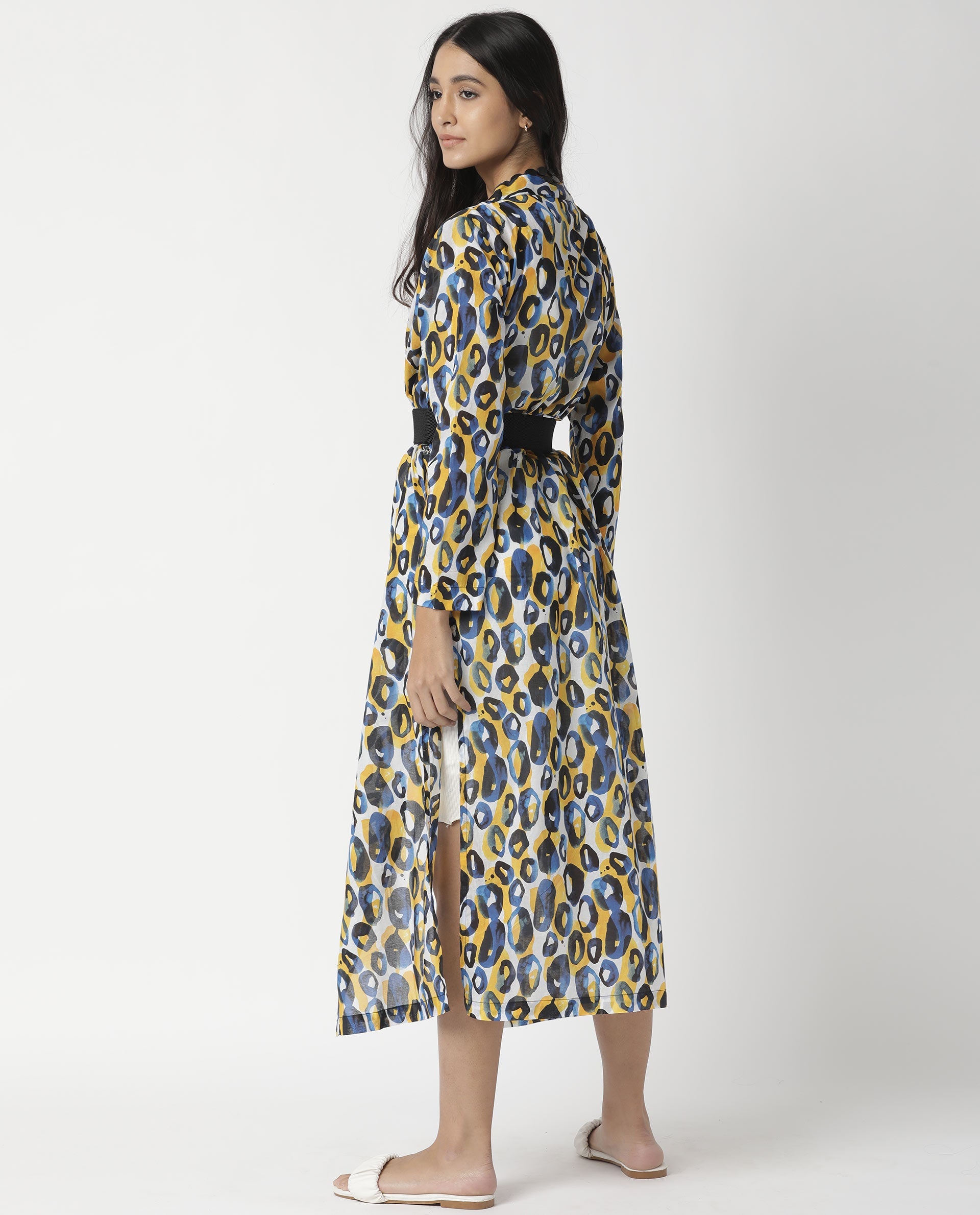 Rareism Womens Clinic Yellow Outer Wear Cotton Fabric Regular Fit 3/4 Sleeve