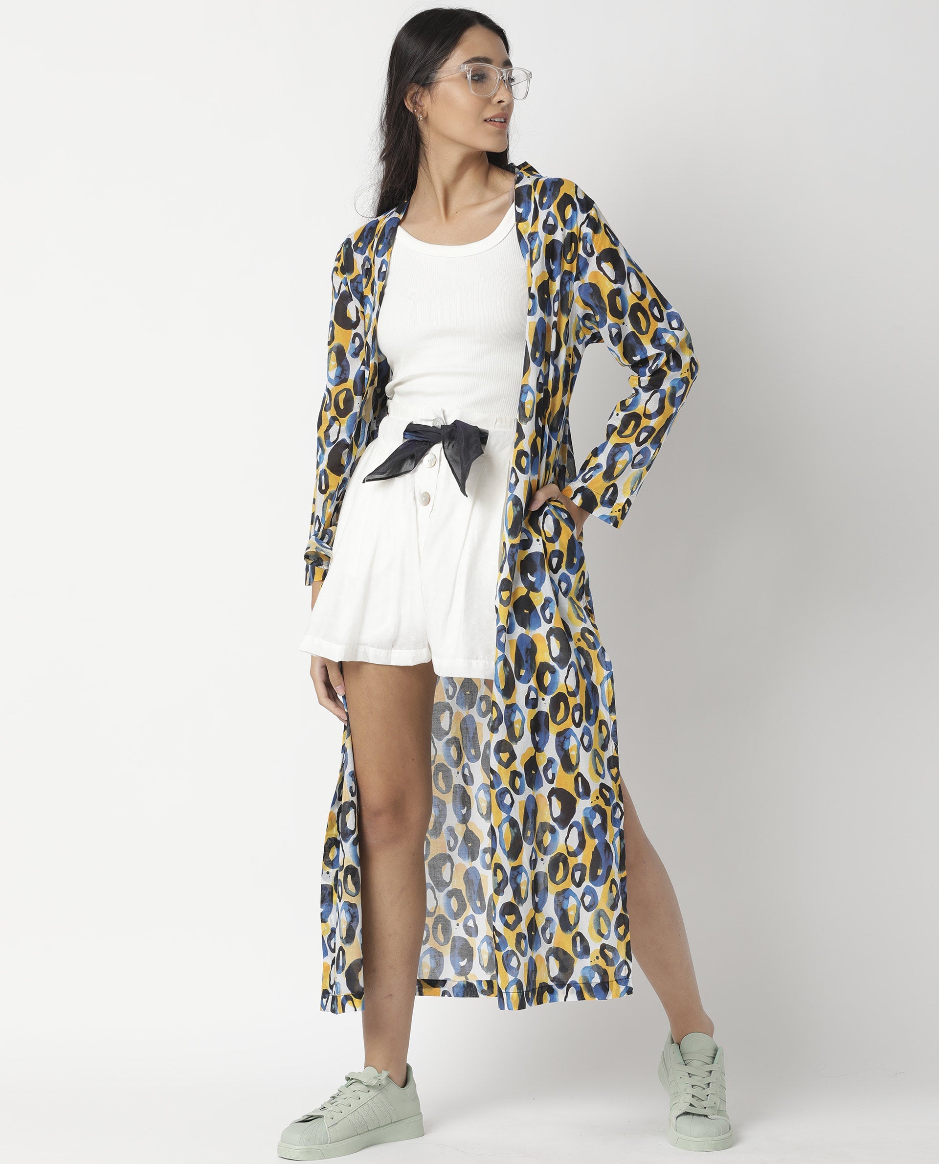 Rareism Womens Clinic Yellow Outer Wear Cotton Fabric Regular Fit 3/4 Sleeve