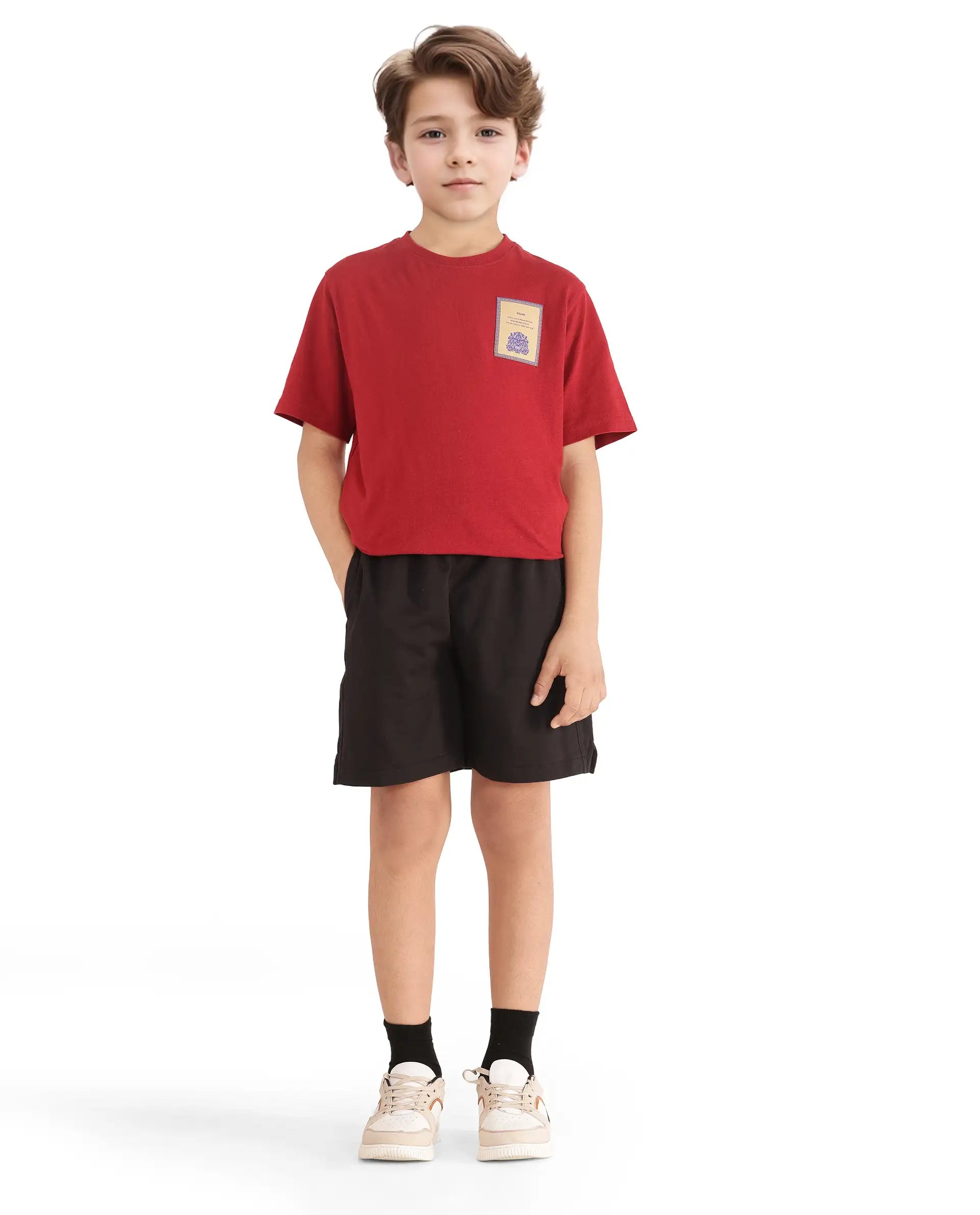 Rare Ones Kids Clon Black Cotton Drawstring Closure Regular Solid Shorts