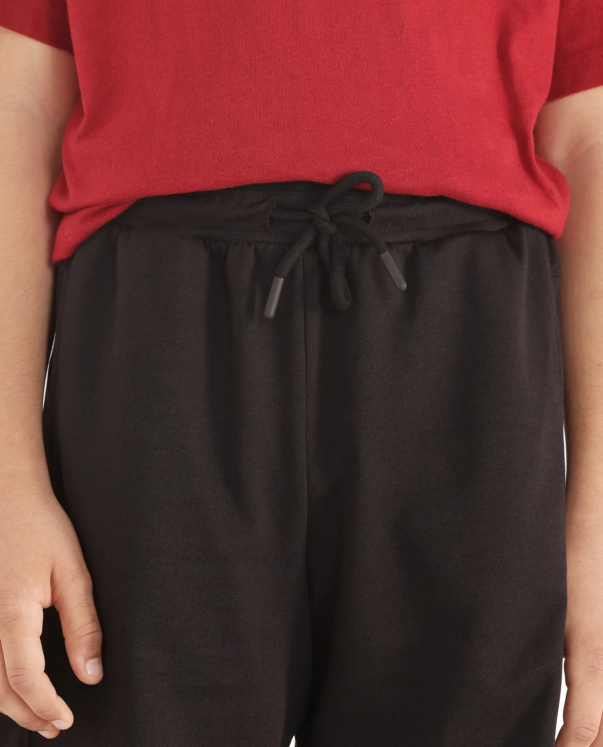 Rare Ones Kids Clon Black Cotton Drawstring Closure Regular Solid Shorts