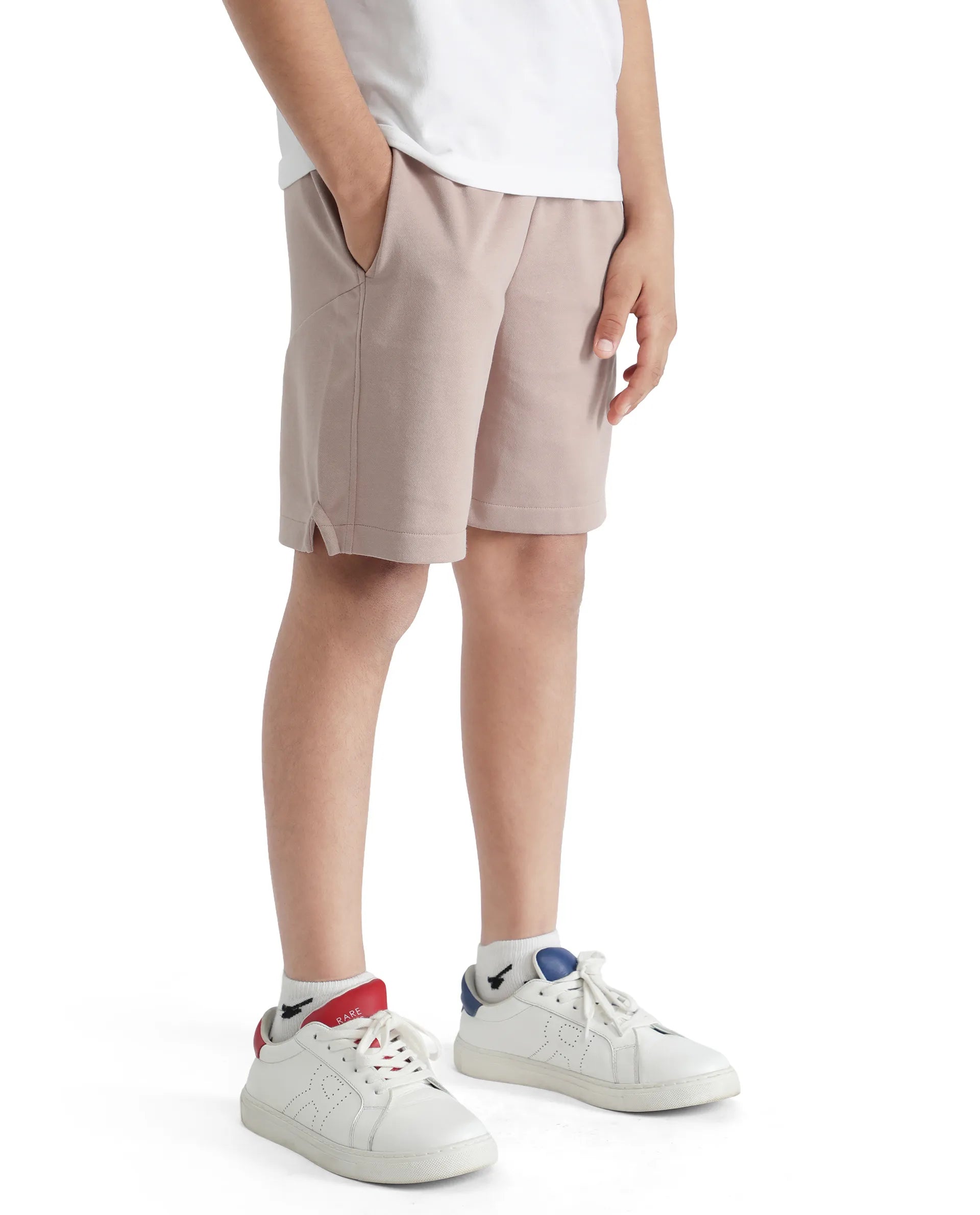 Rare Ones Kids Clon Dusky Peach Cotton Drawstring Closure Regular Solid Shorts