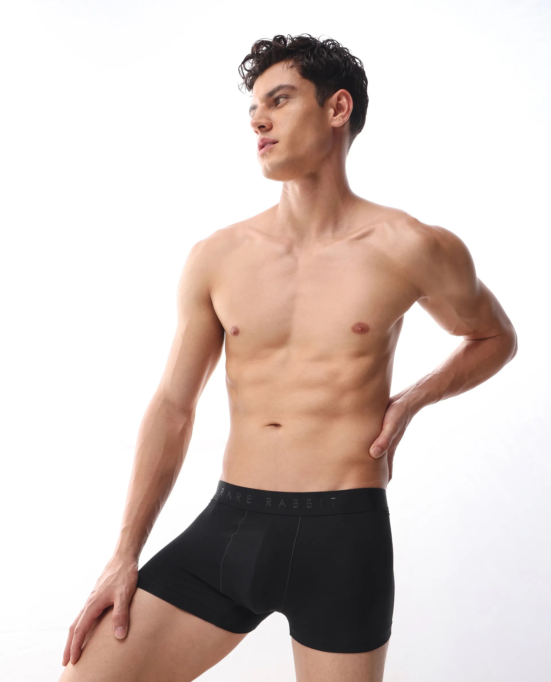 Rare Rabbit Men Close Black Soft Cotton Stretch Trunks
