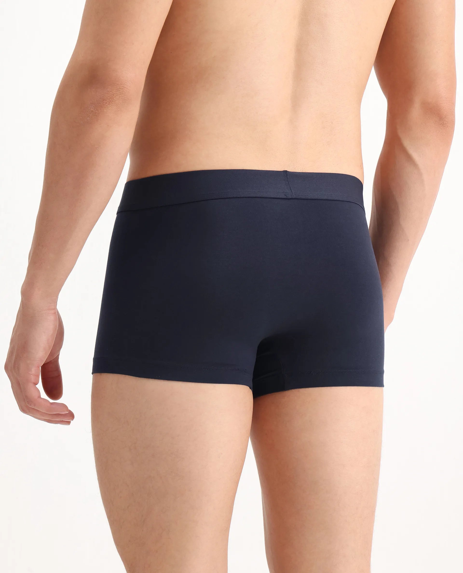 Rare Rabbit Men Close Navy Soft Cotton Stretch Trunks