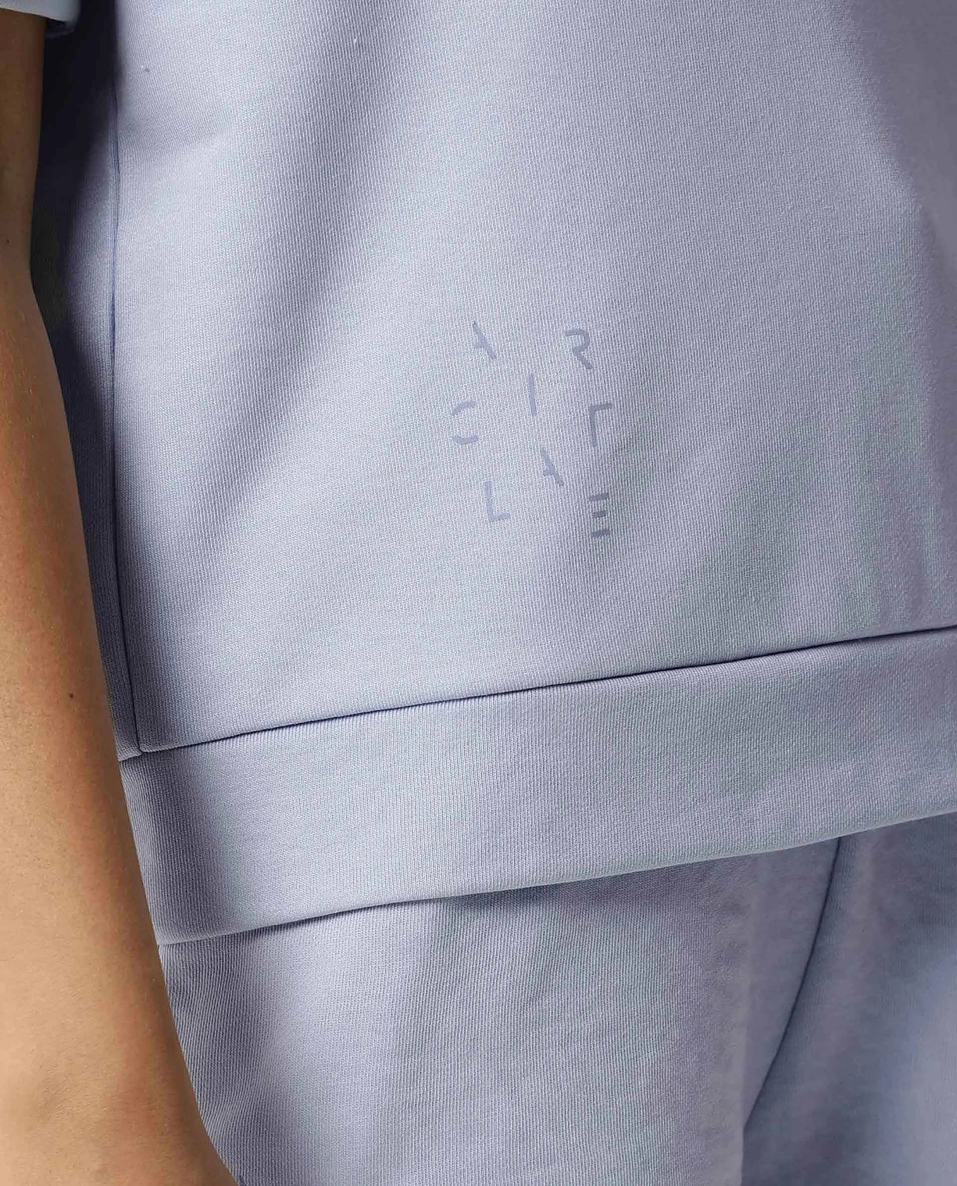 Rareism Women Coco Light Blue Cotton Fabric Half Sleeves Relaxed Fit Solid Round Neck Sweat Tee