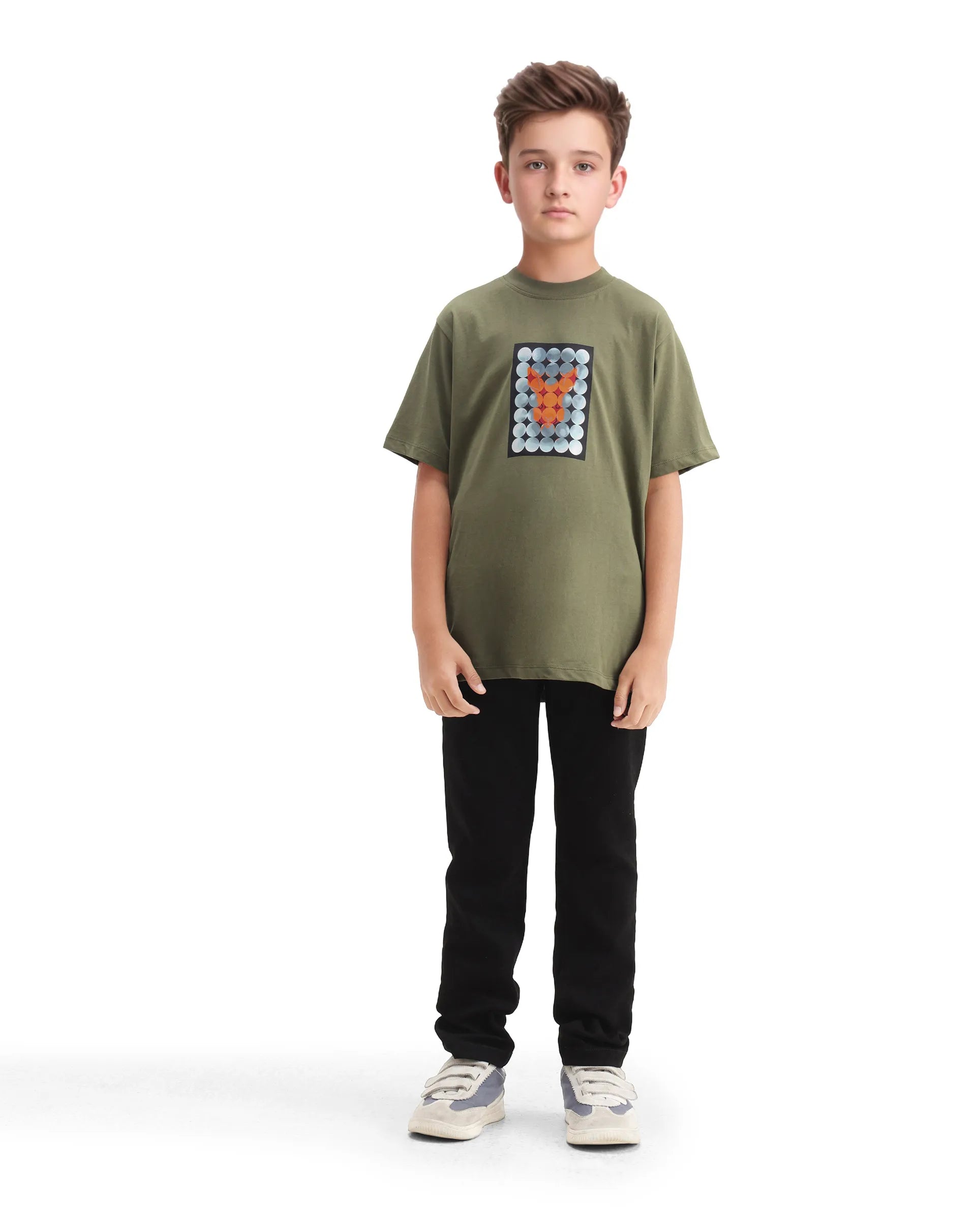 Rare Ones Kids Bart White Cotton Poly Short Sleeve Crew Neck Embroidered T-Shirt