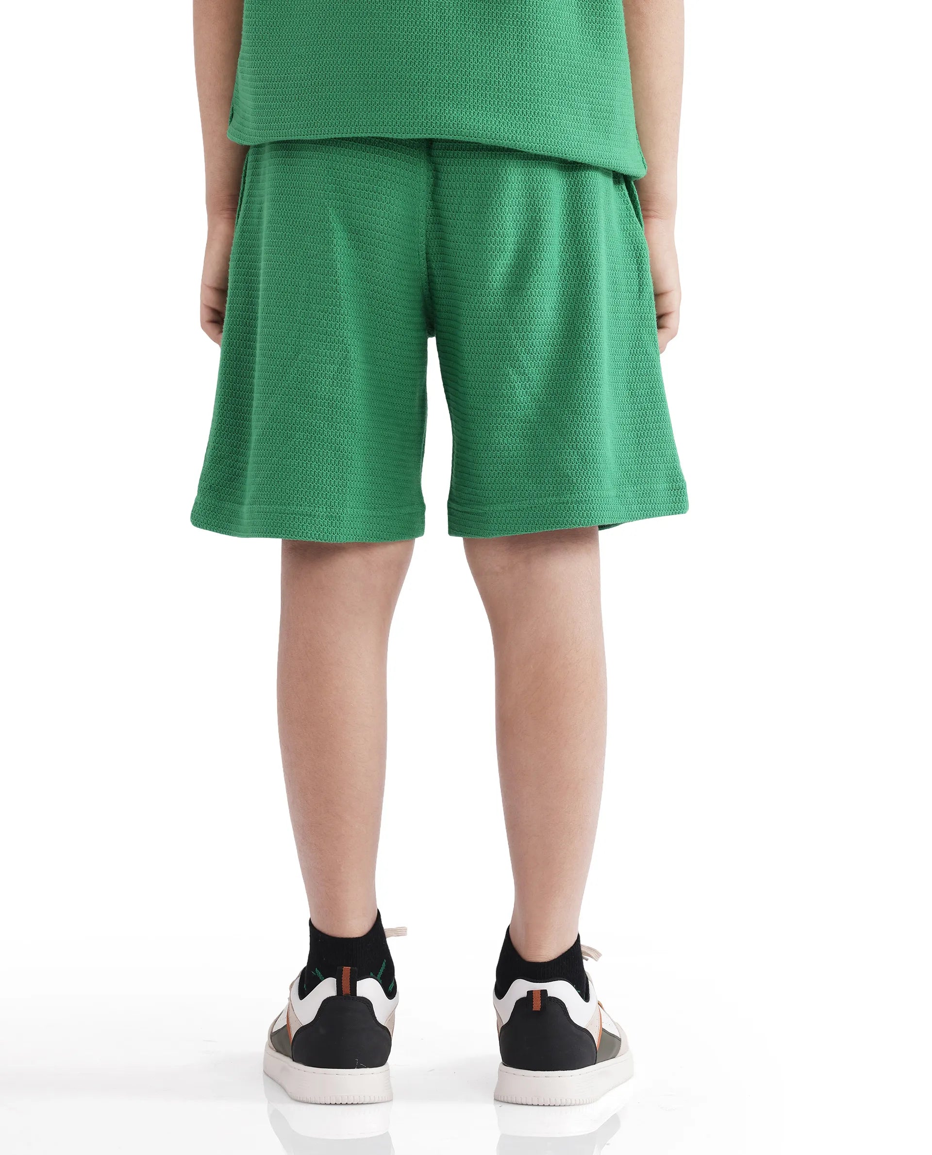 Rare Ones Kids Cole Green Cotton Solid Shorts