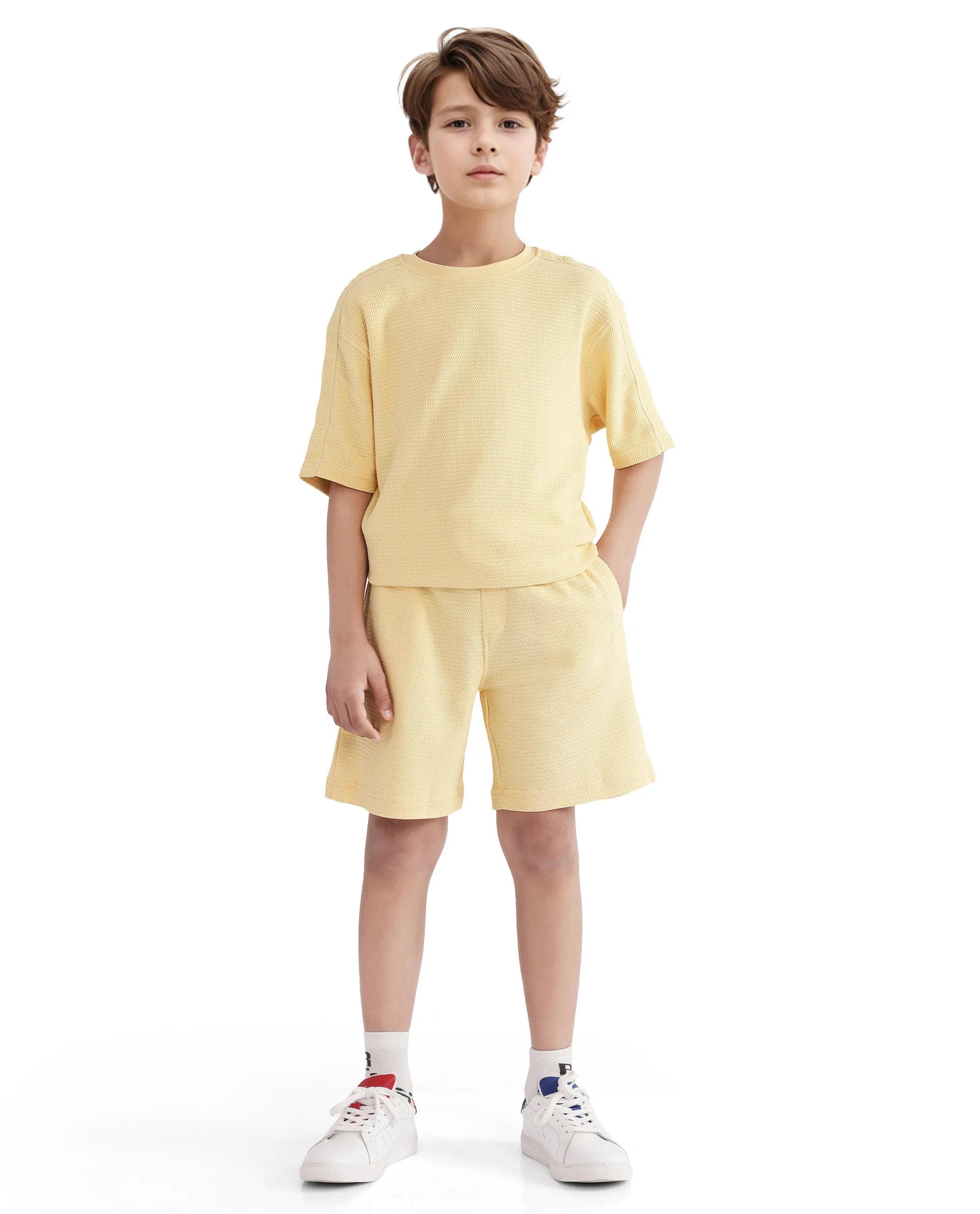 Rare Ones Kids Cole Pastel Yellow Cotton Solid Shorts