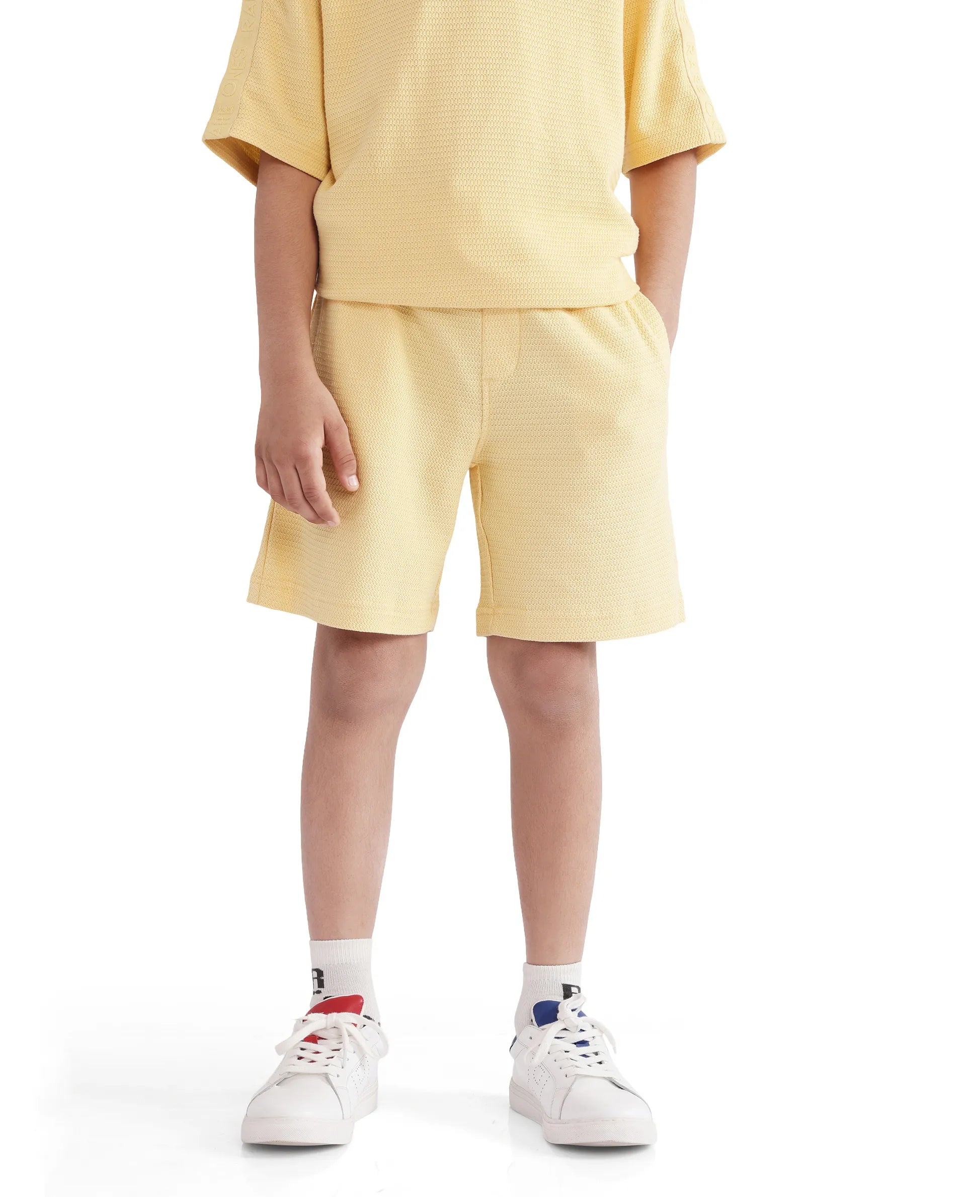 Rare Ones Kids Cole Pastel Yellow Cotton Solid Shorts
