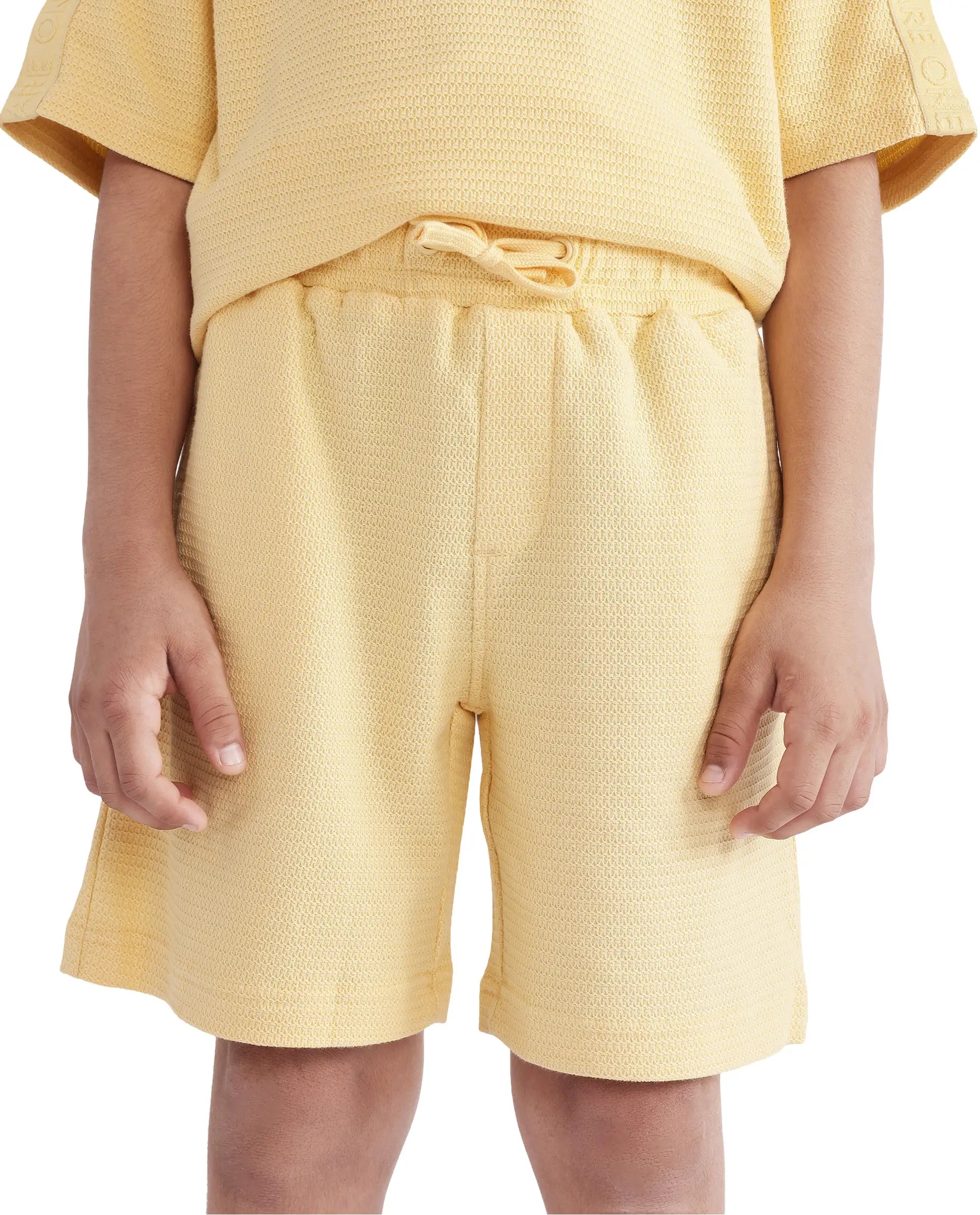 Rare Ones Kids Cole Pastel Yellow Cotton Solid Shorts