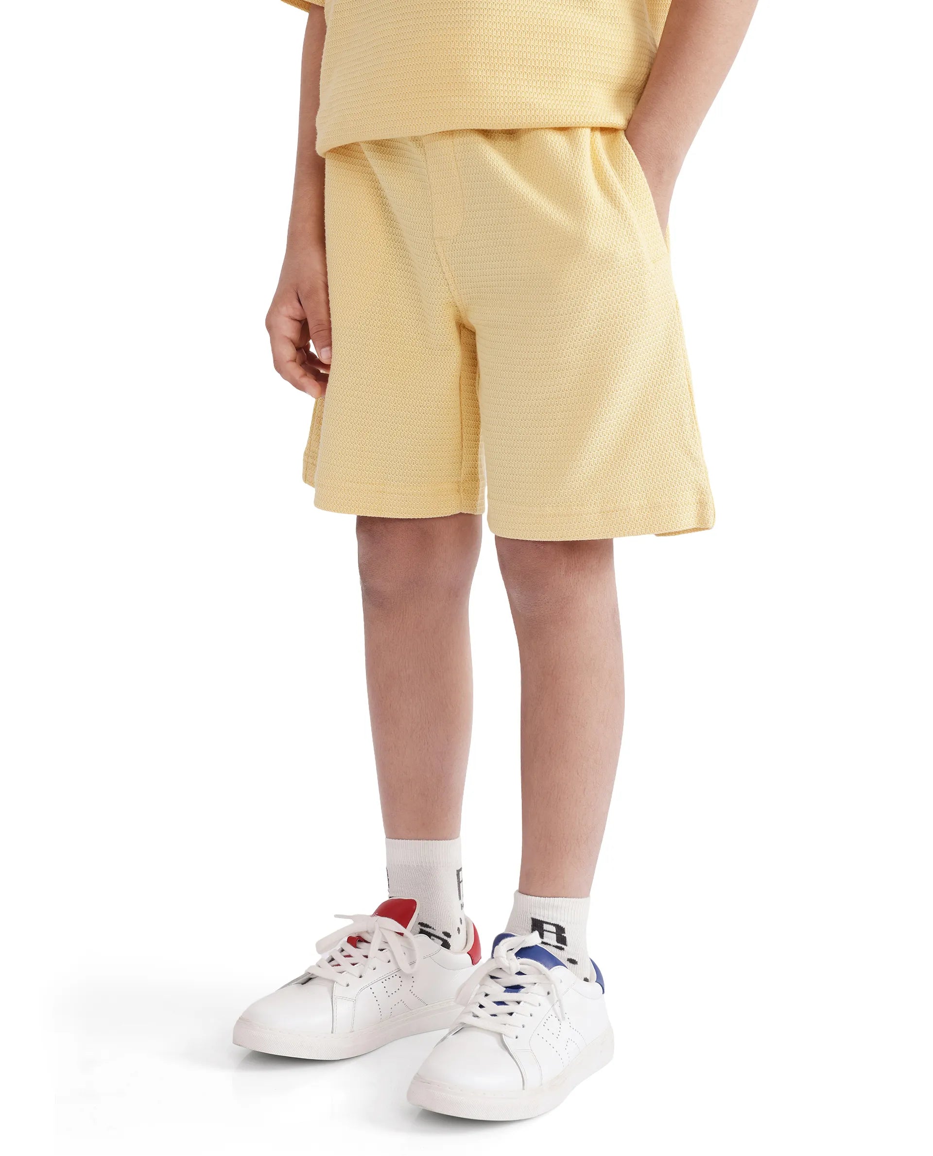 Rare Ones Kids Cole Pastel Yellow Cotton Solid Shorts