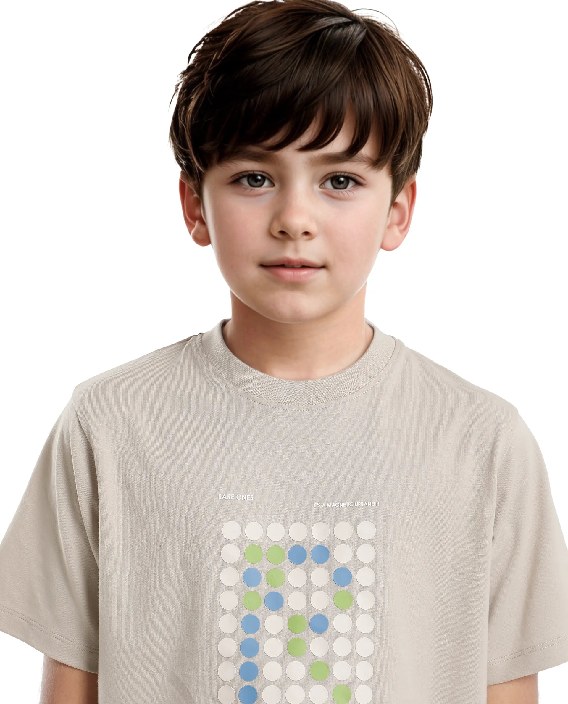 Rare Ones Kids Colos-K Light Beige Cotton Printed Slip-On Regular Fit T-Shirt