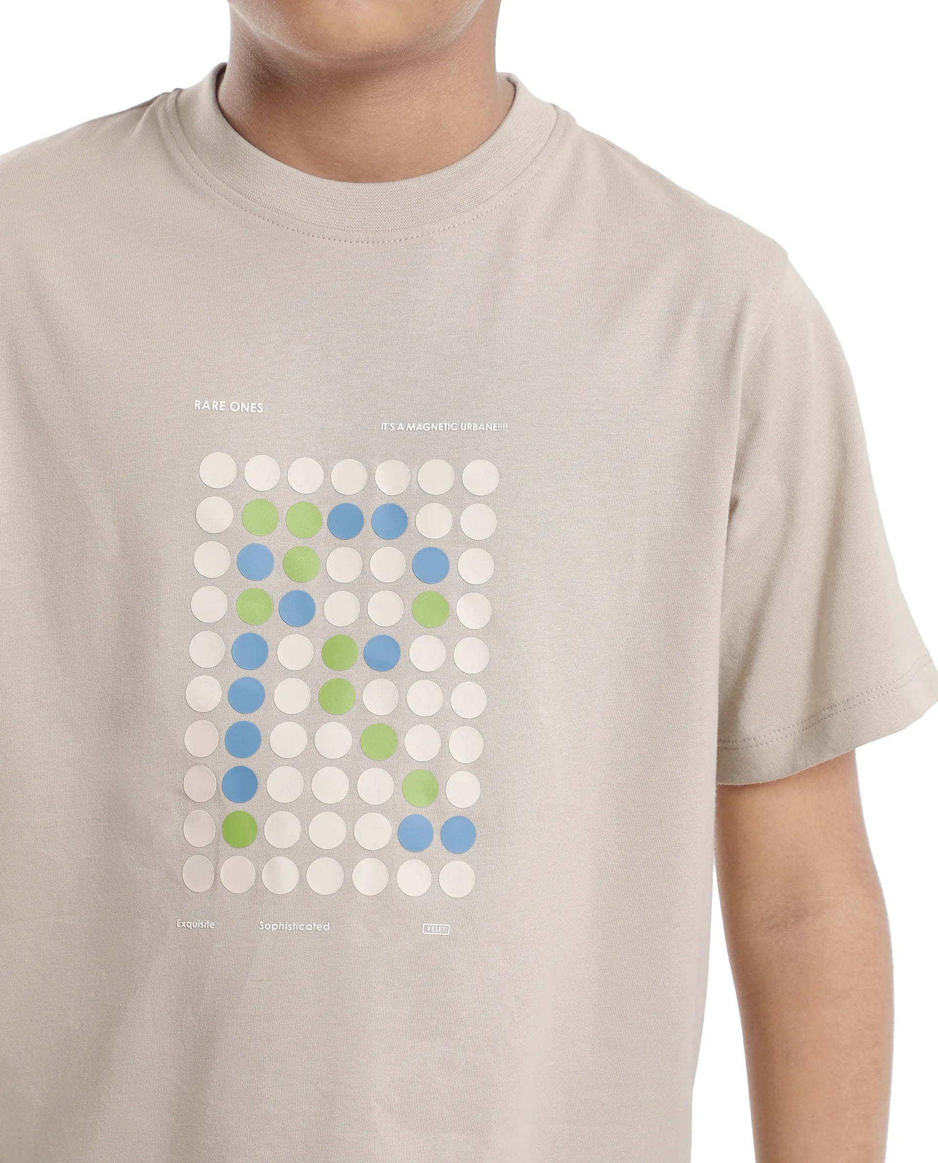 Rare Ones Kids Colos-K Light Beige Cotton Printed Slip-On Regular Fit T-Shirt