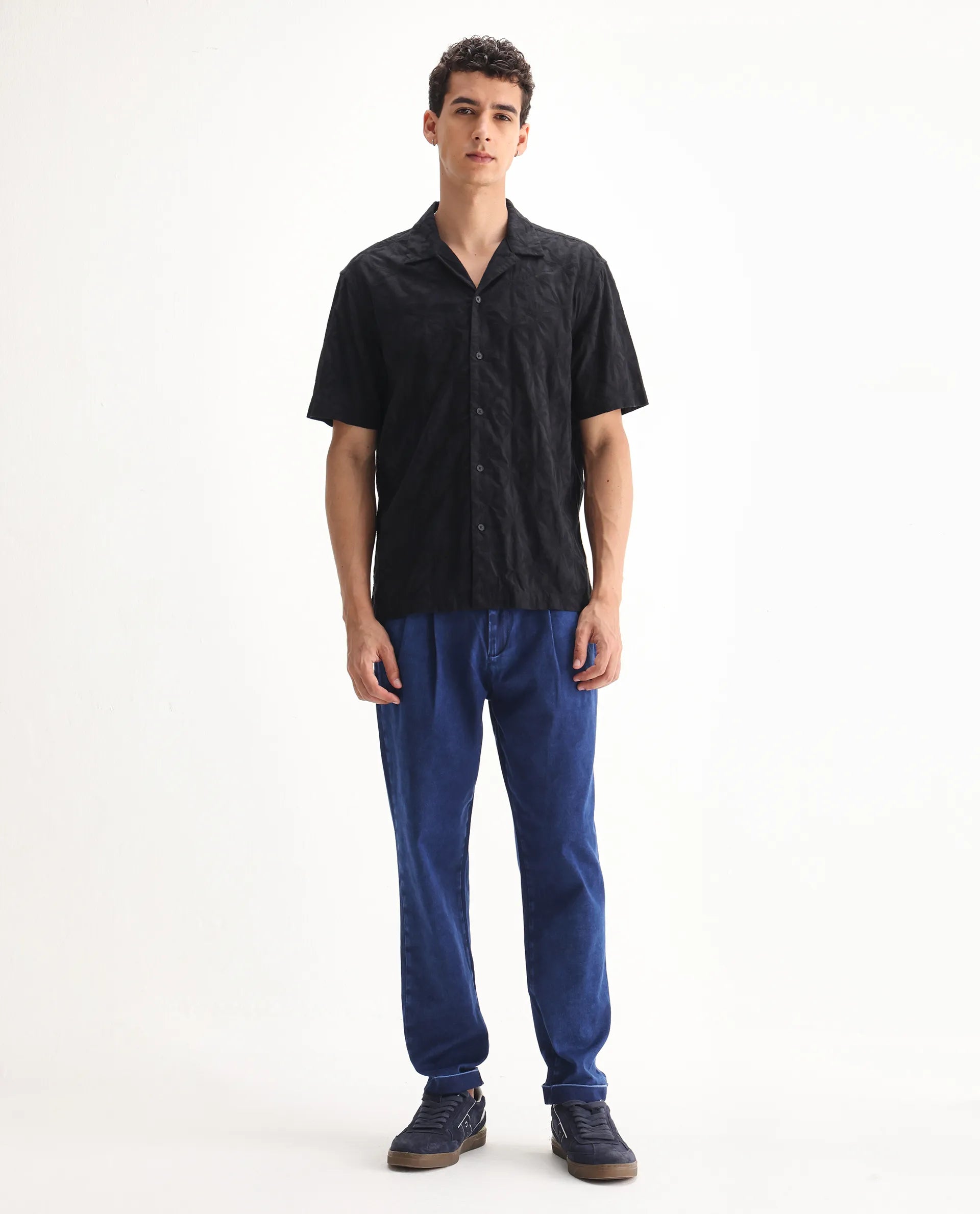 Rare Rabbit Men's Colt Blue Polyester Plain Lenny Straight Fit Jeans