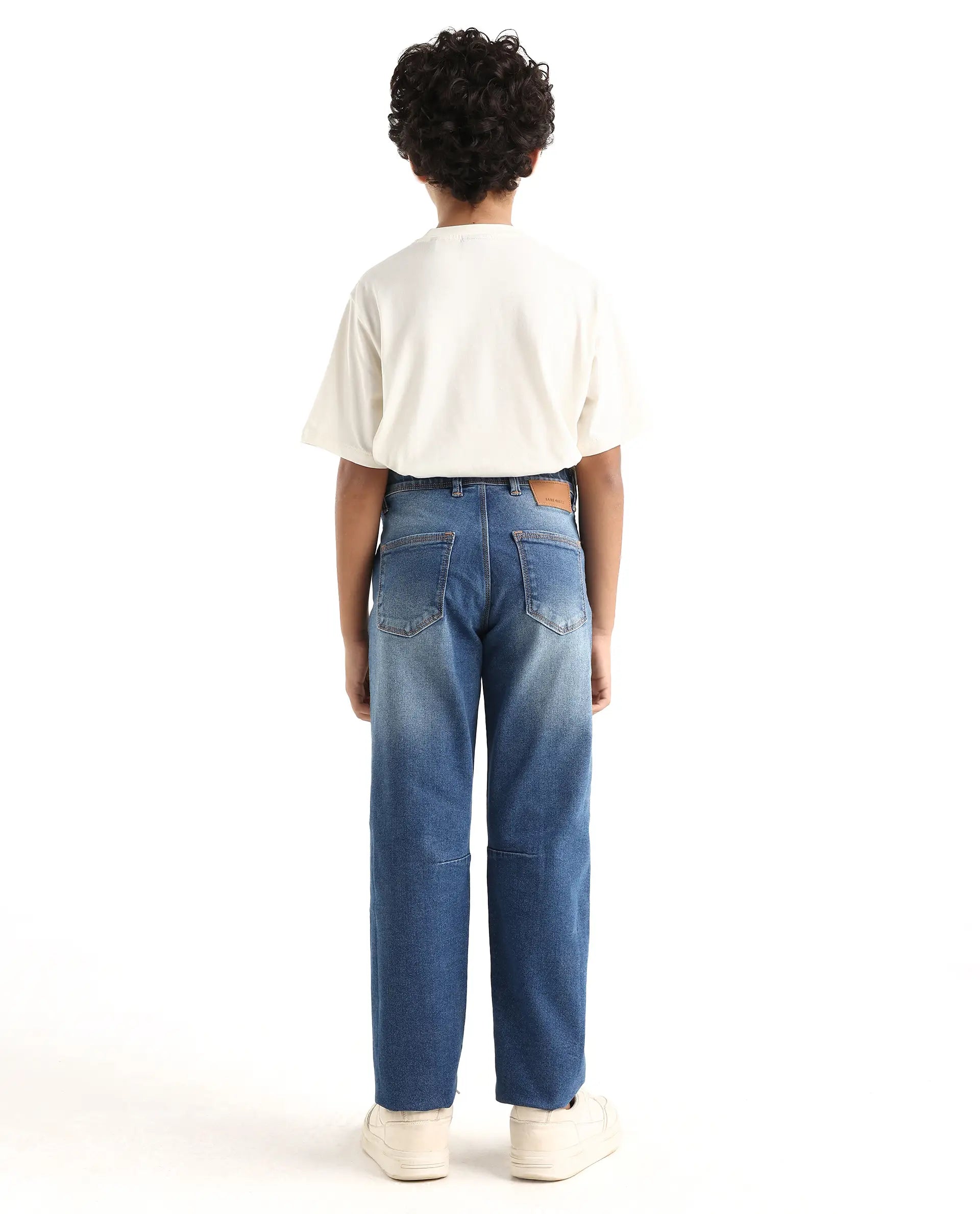 Rare Ones Kids Colt Light Blue Cotton Blend Button And Zipper Closure Plain Regular Fit Jeans
