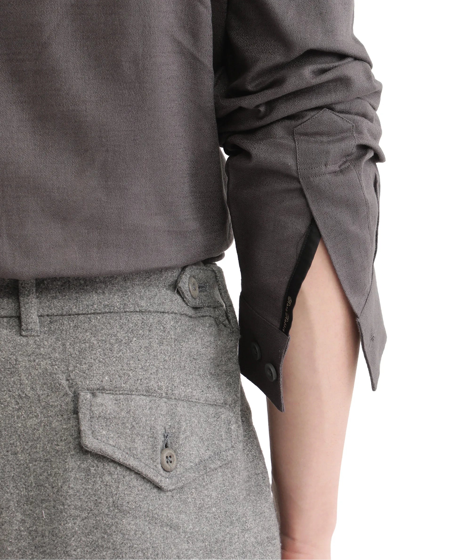 Rare Rabbit Men Combi Dark Grey Knitted Jacquard Fabric Full Sleeve Regular Fit Textured Solid Shirt