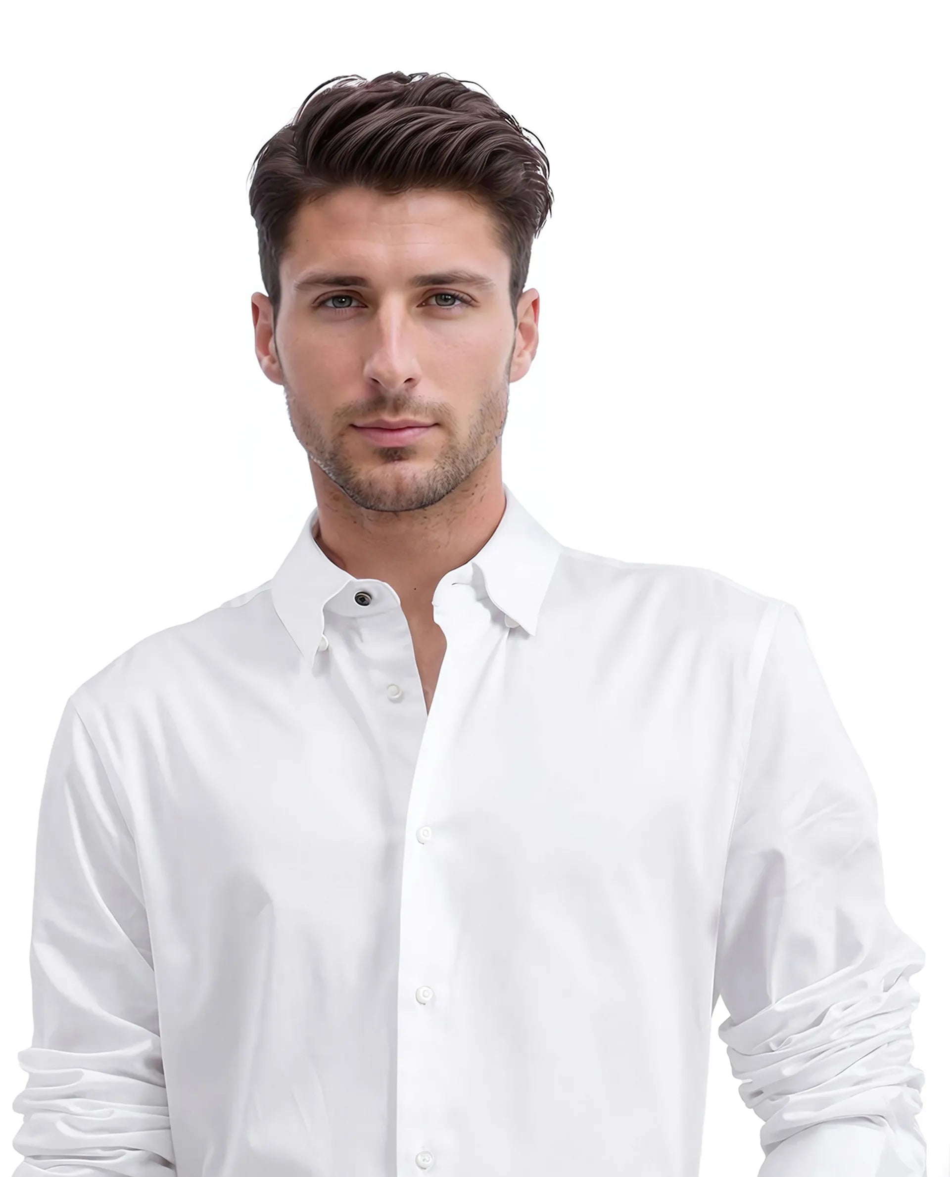 Rare Rabbit Men Como-25 White Full Sleeve Collared Neck Button Closure Plain Shirt
