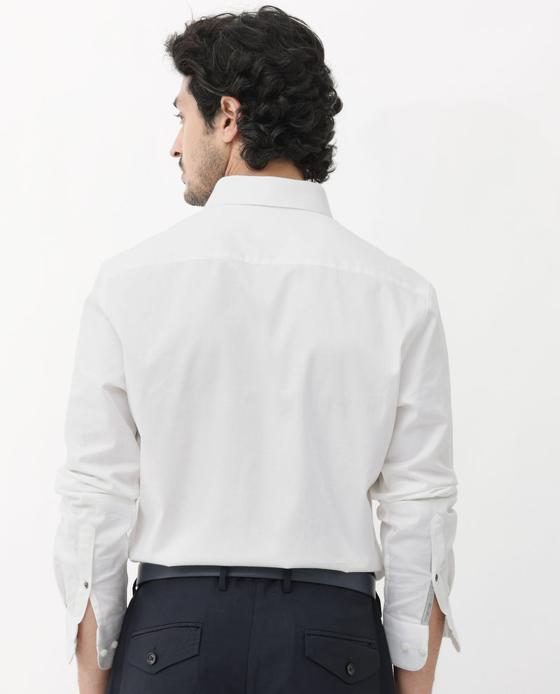 Rare Rabbit Mens Como-4 White Satin Fabric Full Sleeves Solid Shirt