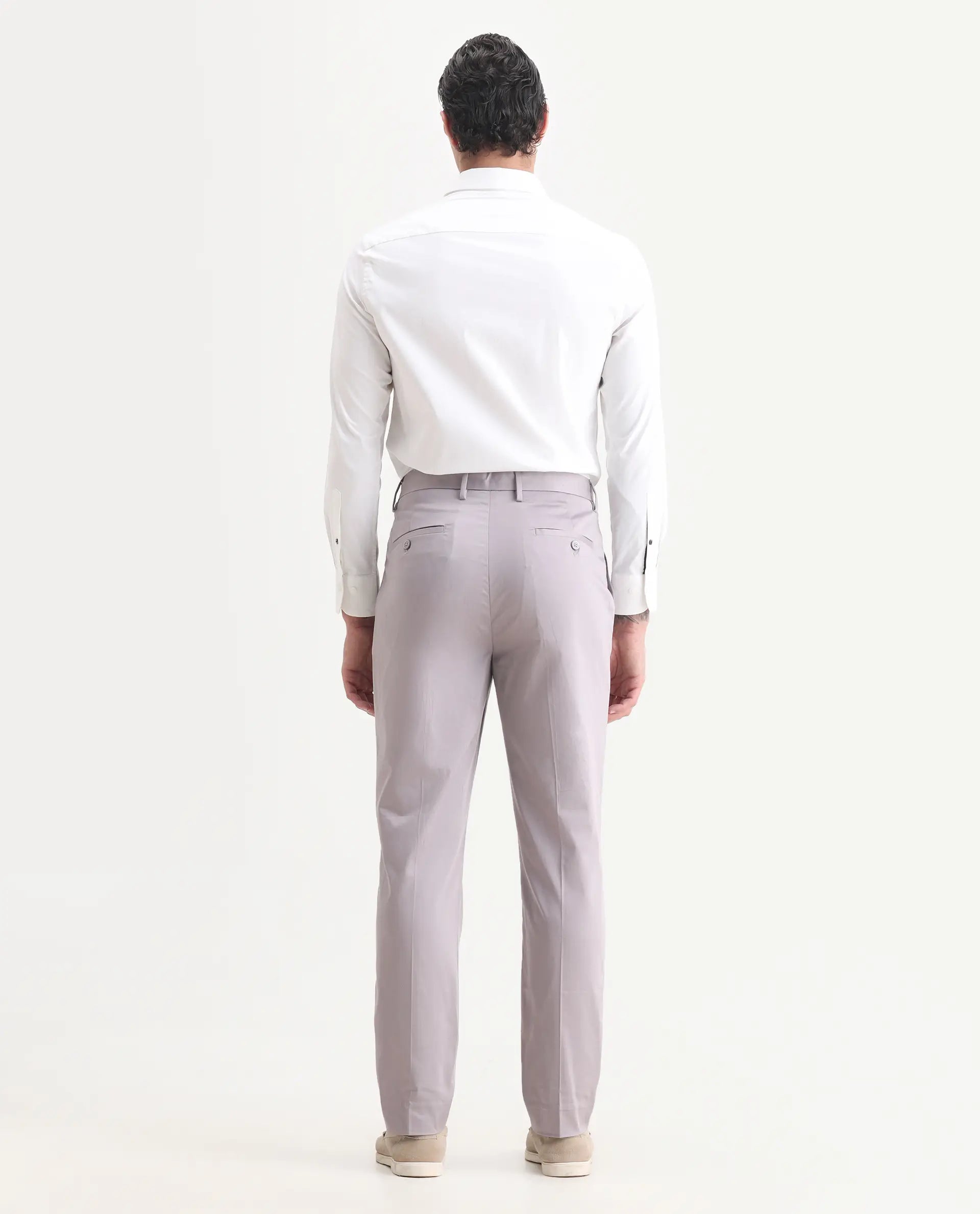 Rare Rabbit Men's Comotel Dusky Purple Cotton Blend Plain Regular Fit Trouser