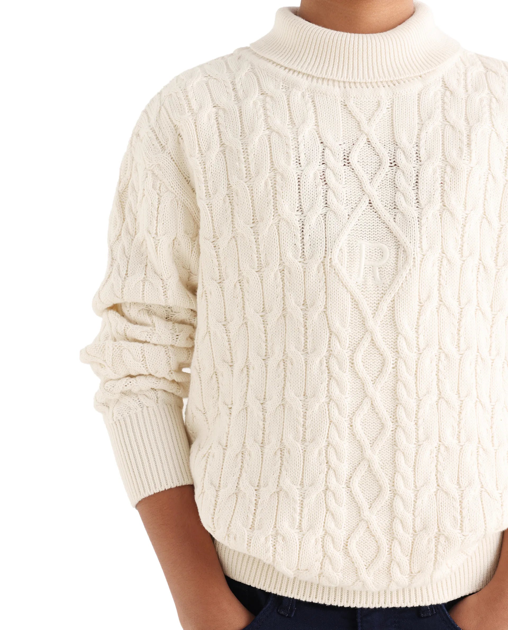 Rare Ones Kids Congo-25 Off White Cotton Monogram Pull On Closure Relaxed Fit Sweater