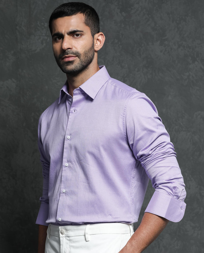 Rare Rabbit Men's Constell Purple Cotton Fabric Full Sleeves Checks Shirt