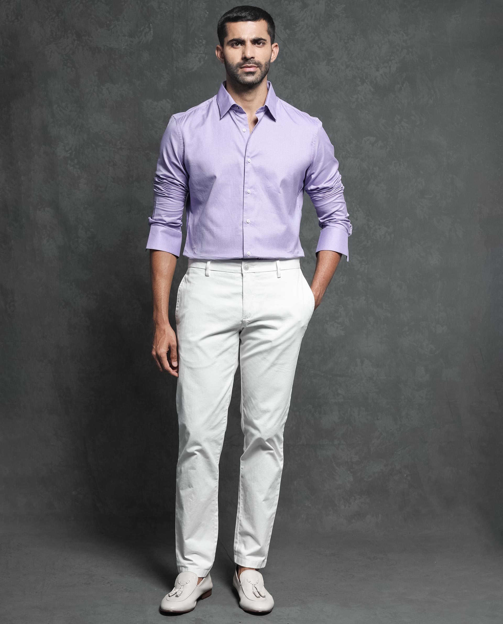 Rare Rabbit Men's Constell Purple Cotton Fabric Full Sleeves Checks Shirt