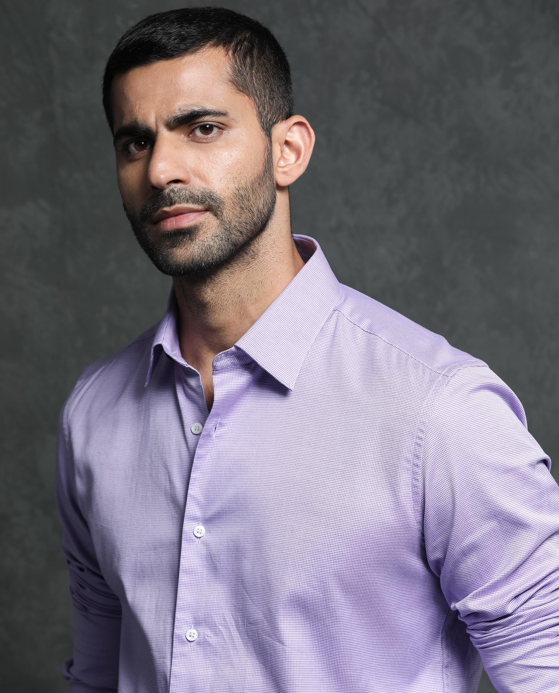 Rare Rabbit Men's Constell Purple Cotton Fabric Full Sleeves Checks Shirt