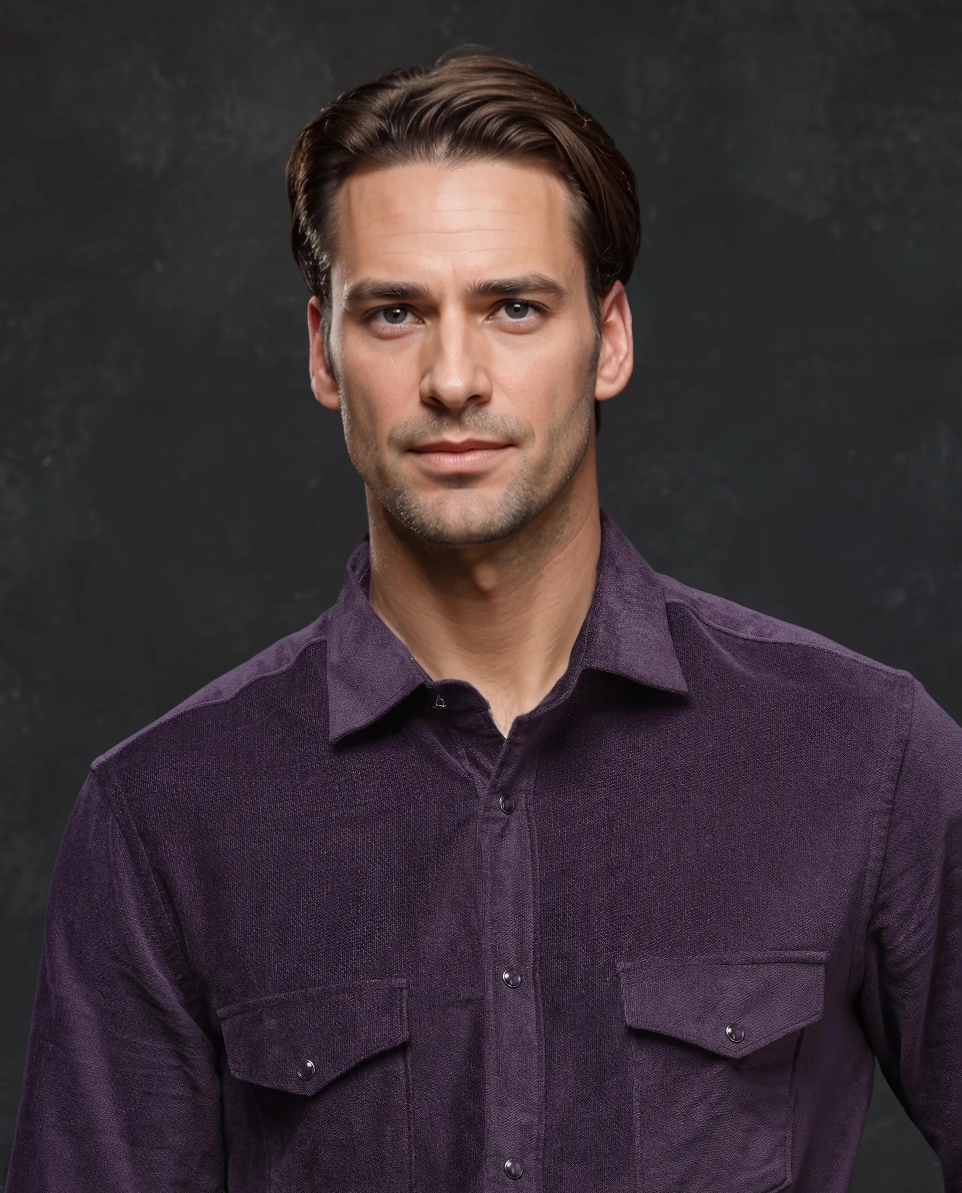 Rare Rabbit Men Cordin-2 Dusky Purple Full Sleeve Regular Collared Button Closure Double Pocketed Regular Fit Velveteen Shirt