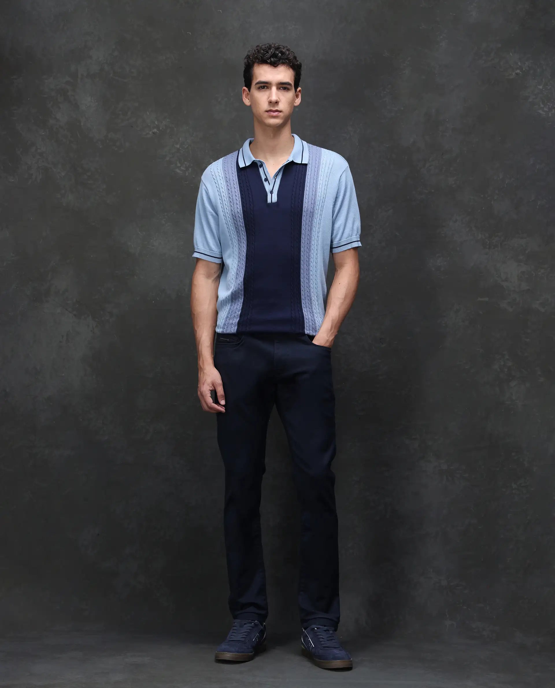 Rare Rabbit Men's Cordon Dark Navy Cotton Plain Hawk Slim Fit Jeans