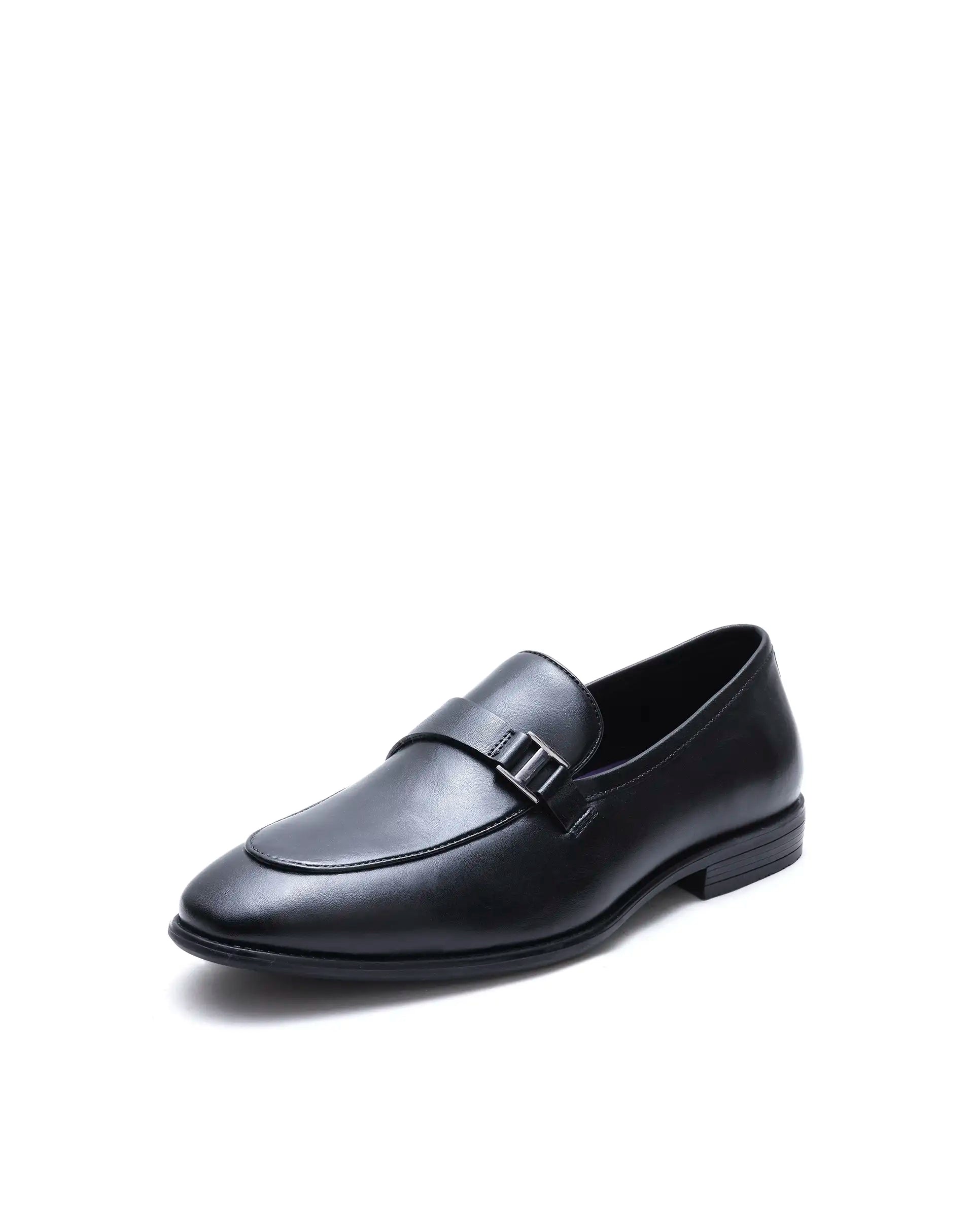 Rare Rabbit Men's Corto Black Leather Mocassin