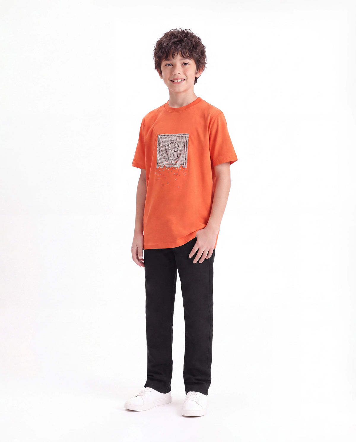 Rare Ones Kids Corvo-K-26 Black Cotton Blend Fabric Button And Zip Closure Regular Fit Plain Jeans