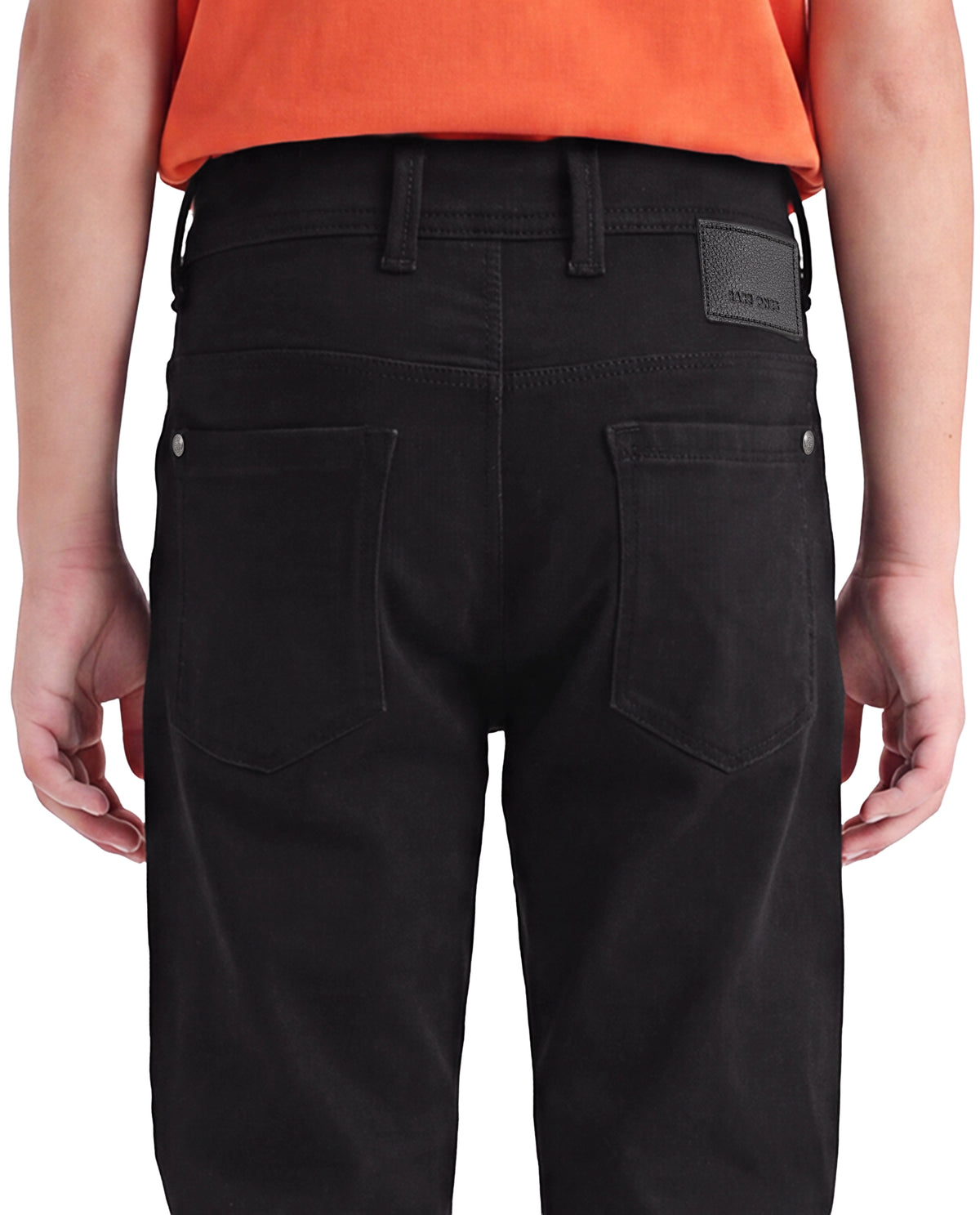 Rare Ones Kids Corvo-K-26 Black Cotton Blend Fabric Button And Zip Closure Regular Fit Plain Jeans