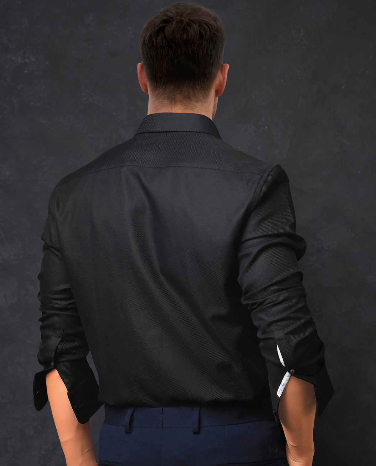 Rare Rabbit Men's Cosa Black Cotton Fabric Full Sleeves Solid Shirt